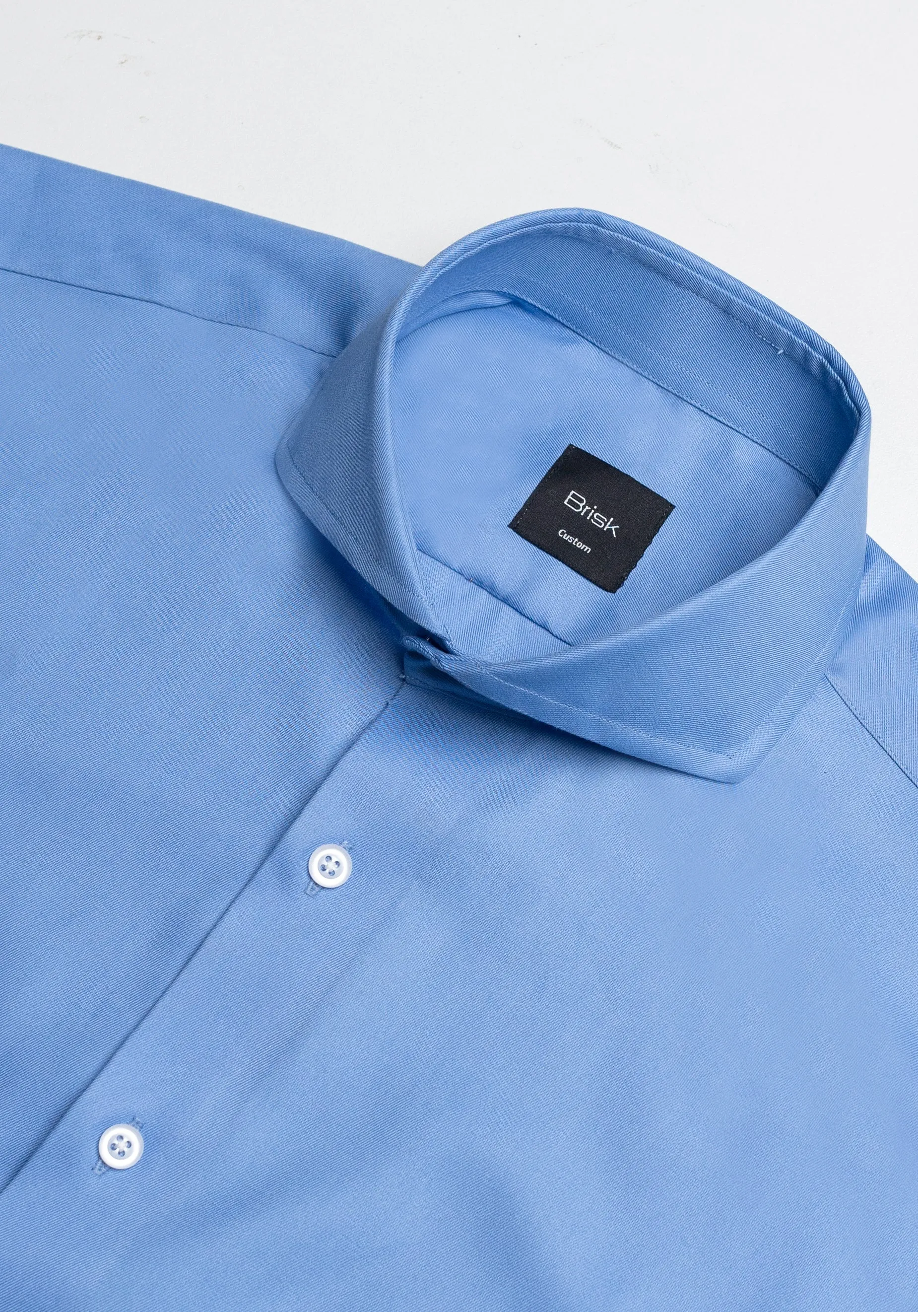 Mid Blue Twill Pima Cotton Shirt - Cutaway Extreme Collar sold by Brisk Shirts product image thumbnail 2