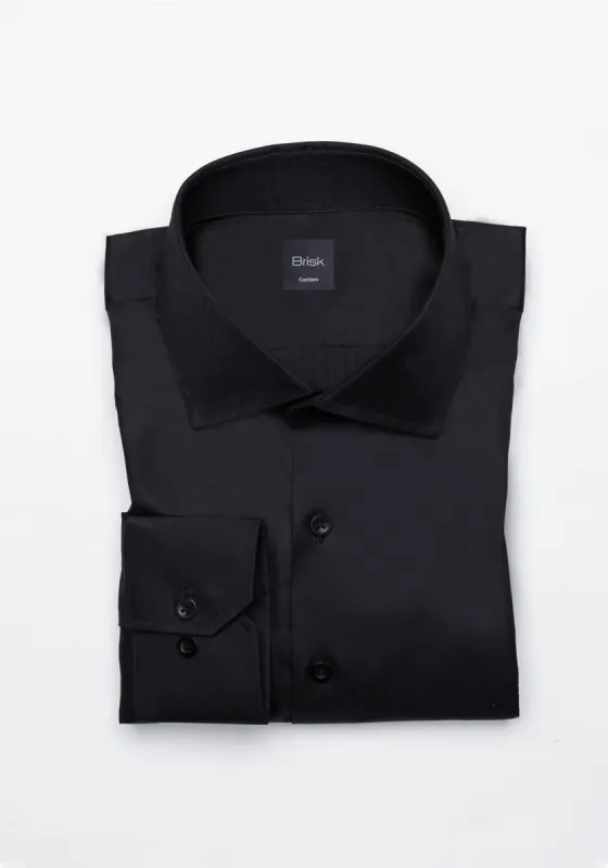 Jet Black Twill Pima Cotton Shirt - Cutaway Classic Collar sold by Brisk Shirts