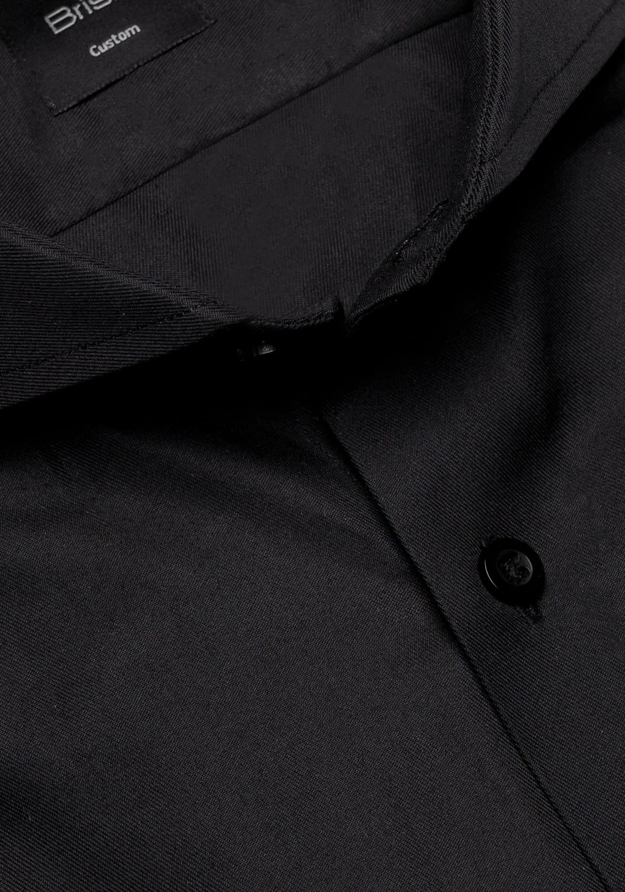 Jet Black Twill Pima Cotton Shirt - Cutaway Extreme Collar sold by Brisk Shirts product image thumbnail 2