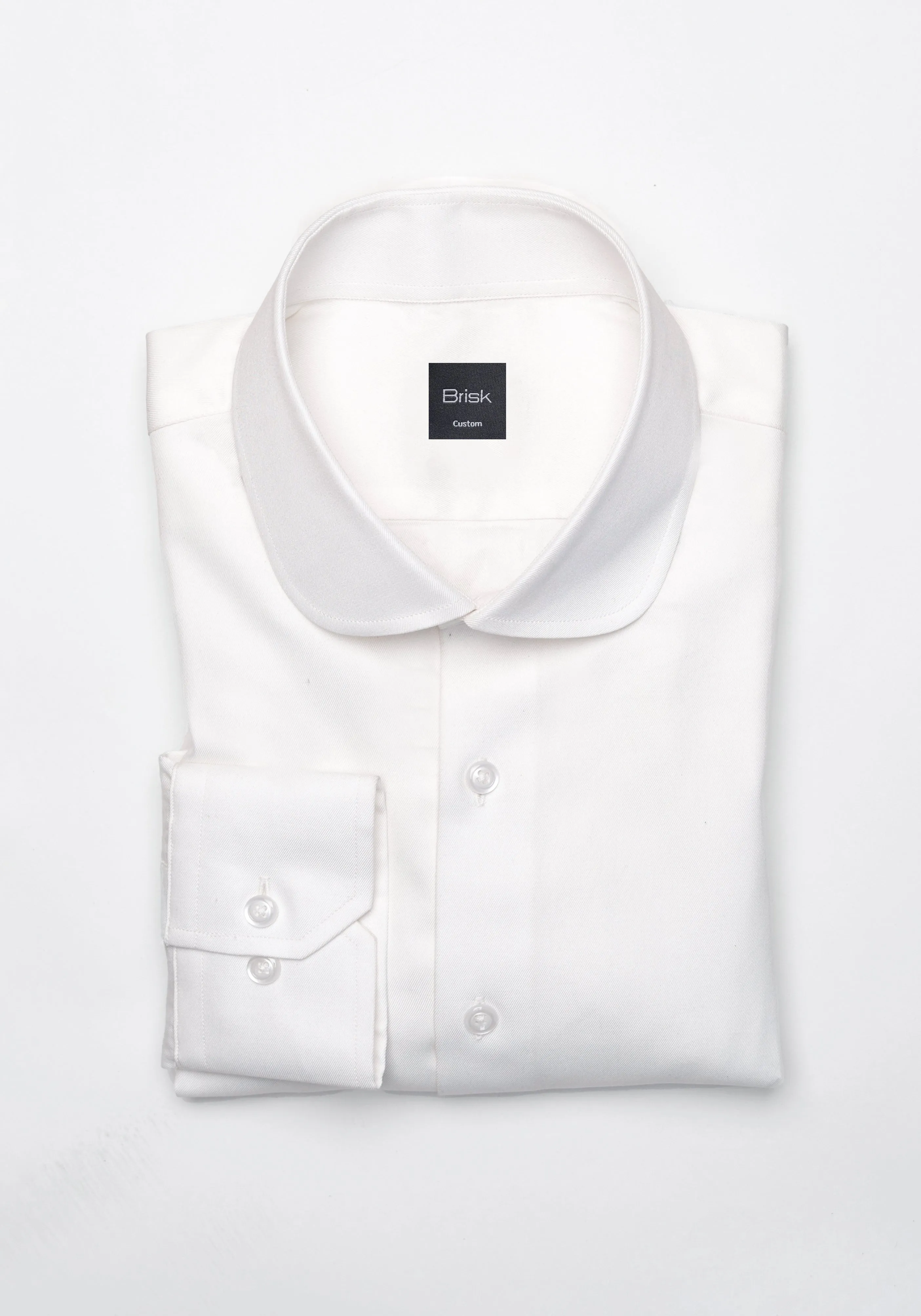 Pearl White Twill Pima Cotton Shirt - Club Collar sold by Brisk Shirts