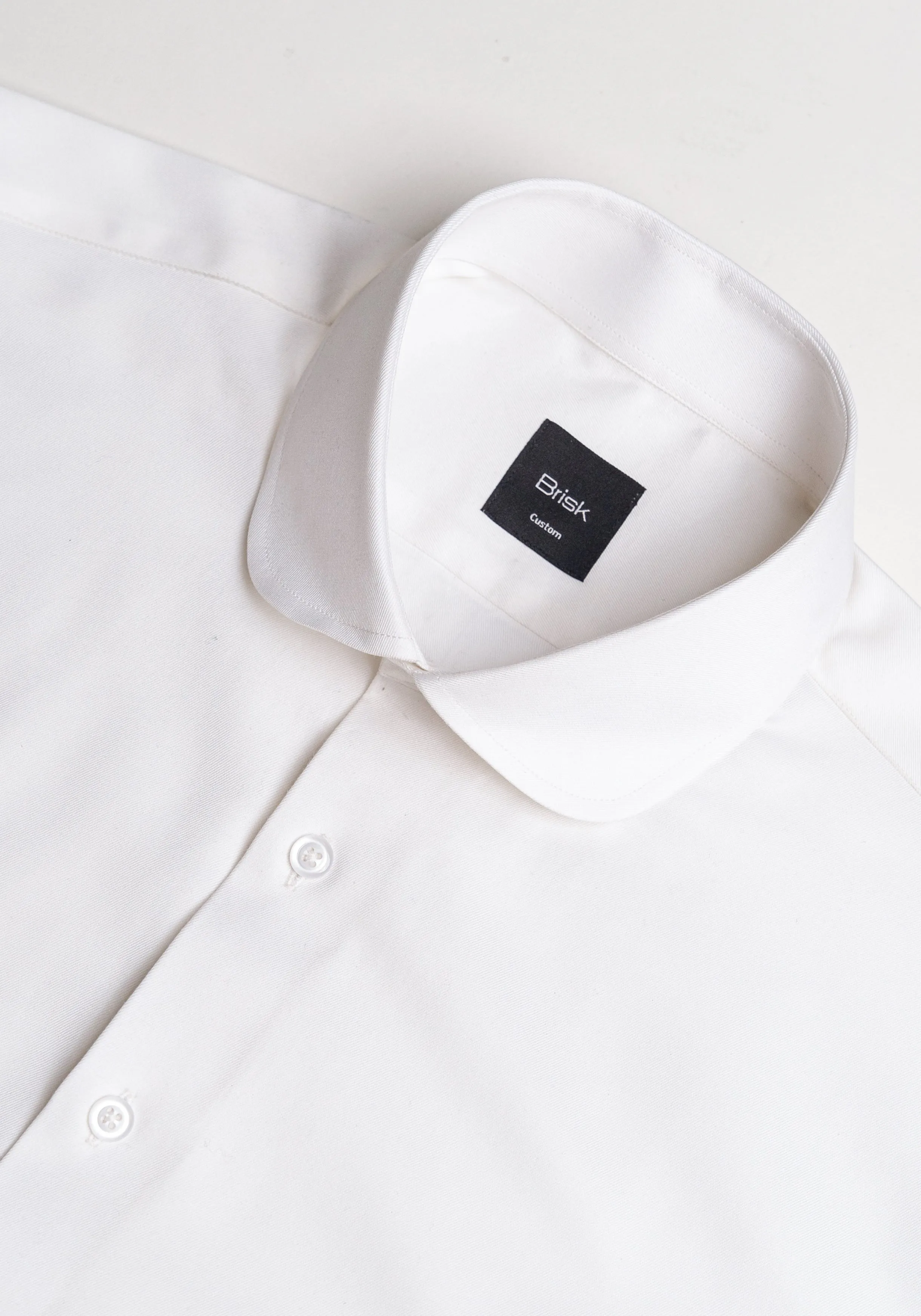 Pearl White Twill Pima Cotton Shirt - Club Collar sold by Brisk Shirts product image thumbnail 3