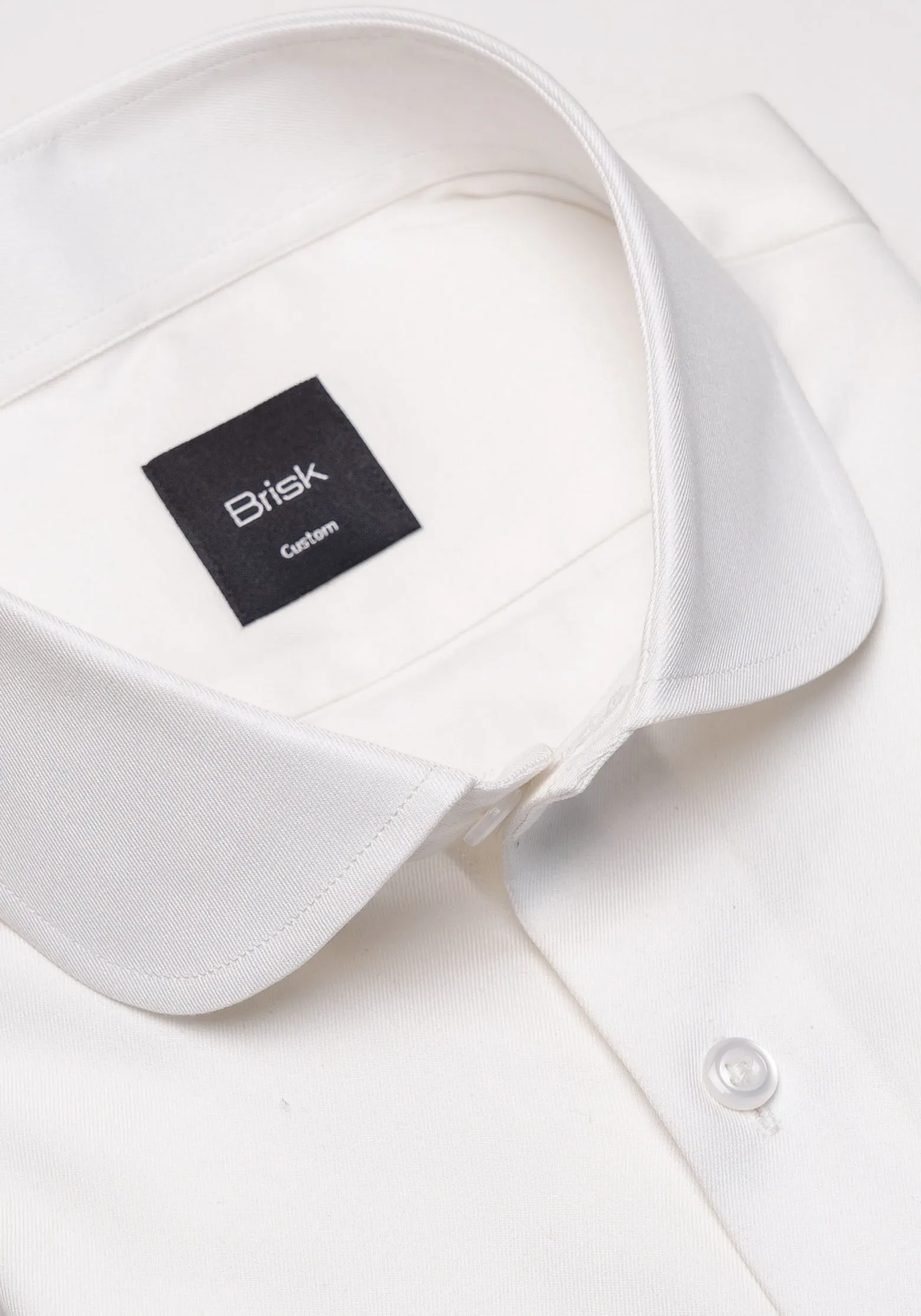 Pearl White Twill Pima Cotton Shirt - Club Collar sold by Brisk Shirts product image thumbnail 2