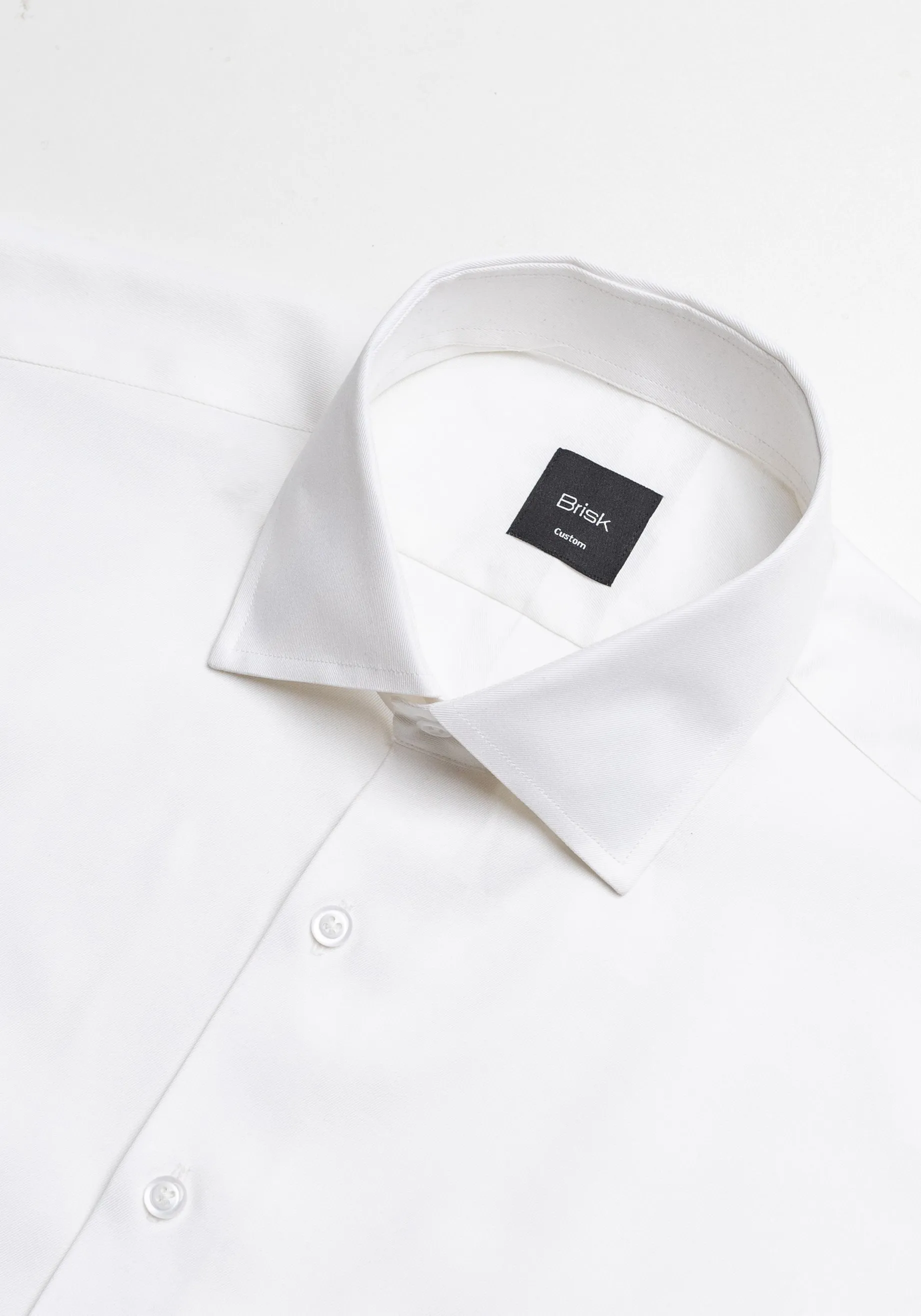 Pearl White Twill Pima Cotton Shirt - Cutaway Classic Collar sold by Brisk Shirts