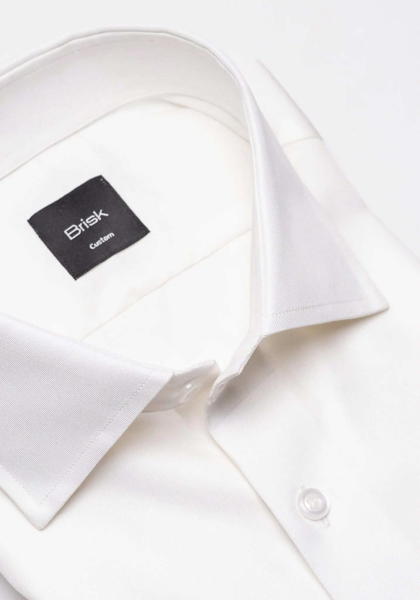 Pearl White Twill Pima Cotton Shirt - Cutaway Classic Collar sold by Brisk Shirts product image thumbnail 3