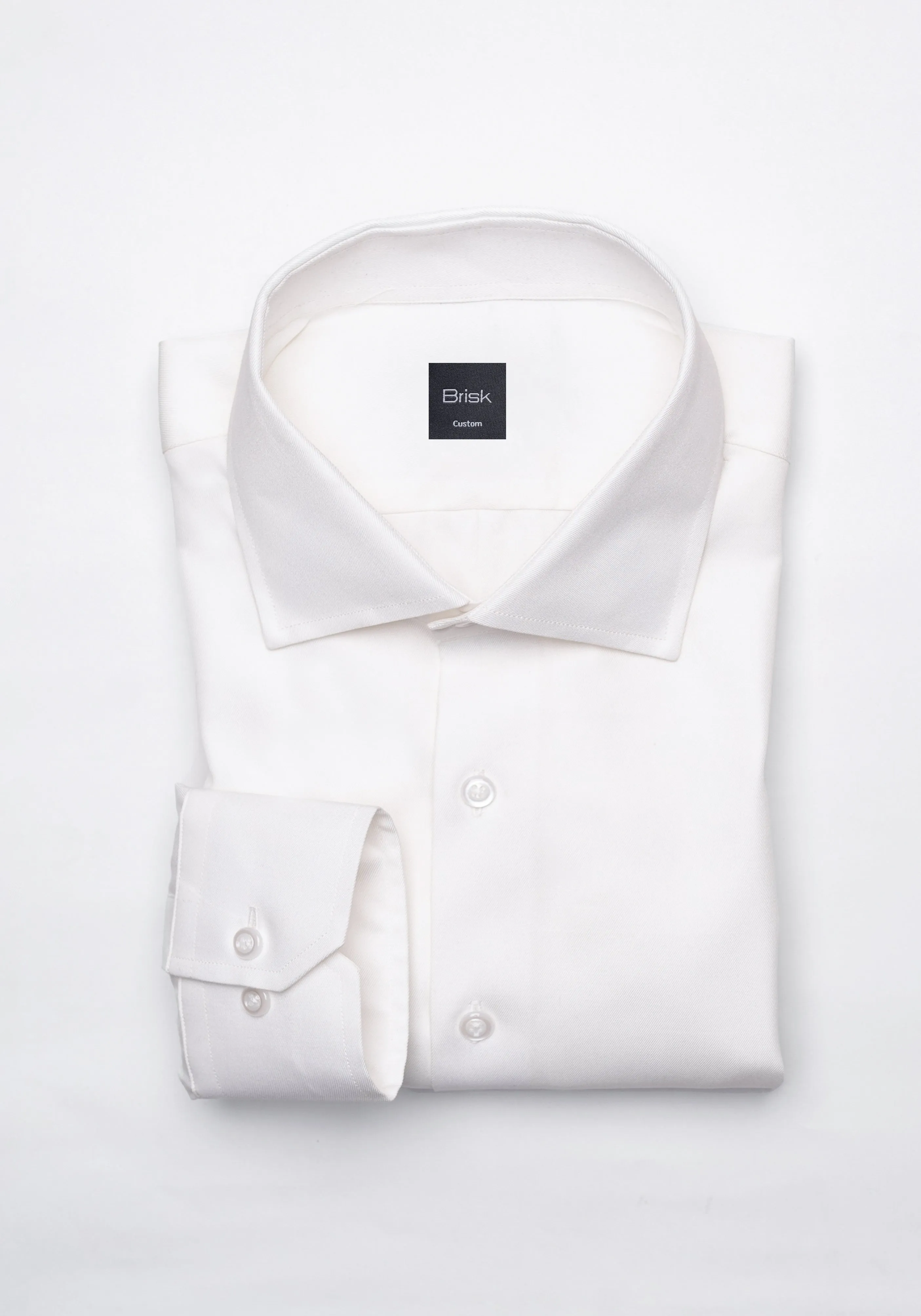 Pearl White Twill Pima Cotton Shirt - Cutaway Classic Collar sold by Brisk Shirts product image thumbnail 2