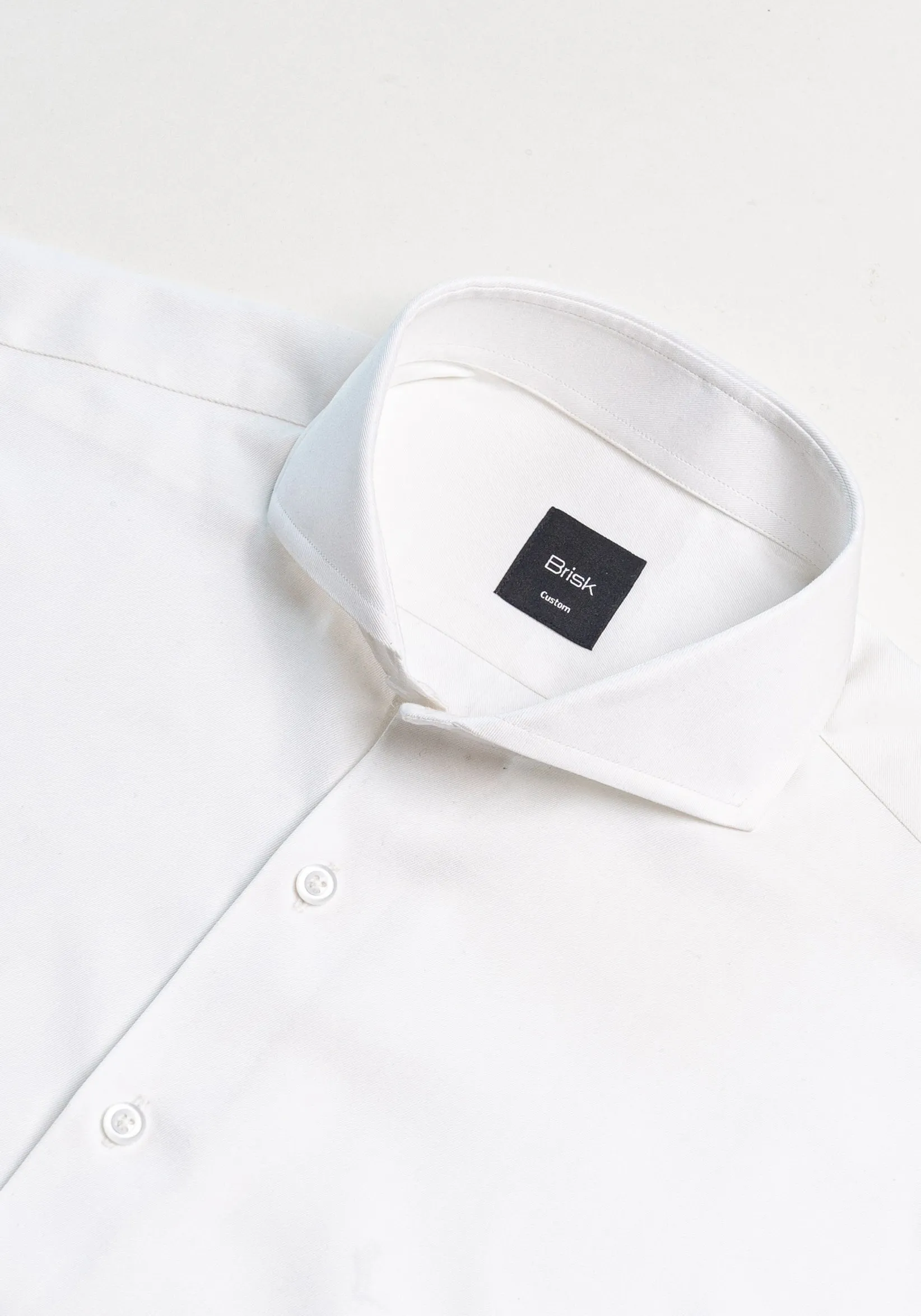 Pearl White Twill Pima Cotton Shirt - Cutaway Extreme Collar sold by Brisk Shirts product image thumbnail 4