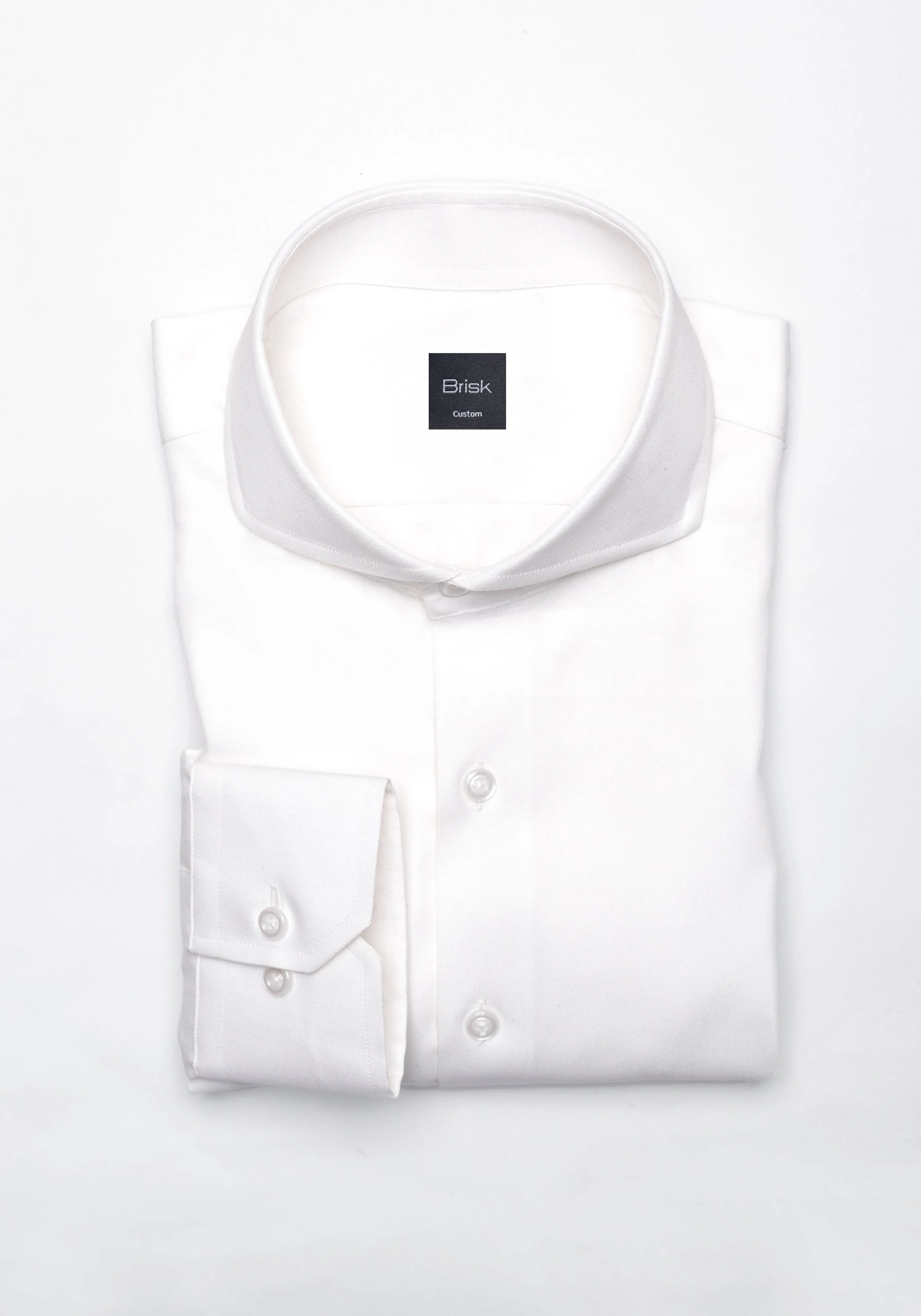 Pearl White Twill Pima Cotton Shirt - Cutaway Extreme Collar sold by Brisk Shirts product image thumbnail 2