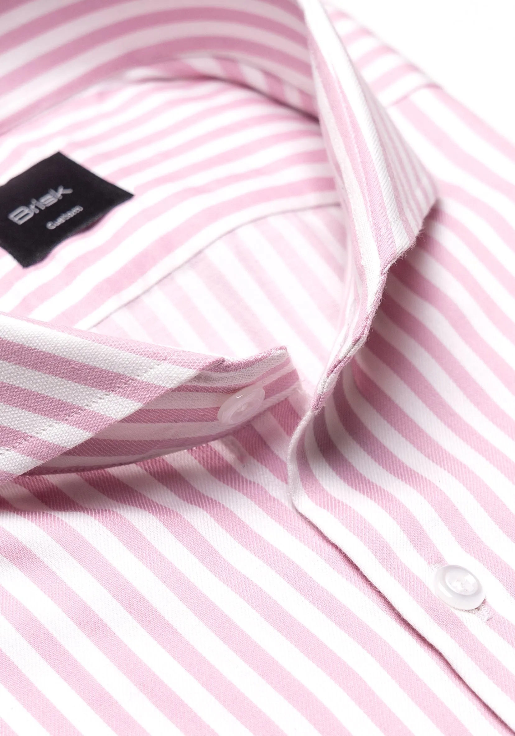 Pink Bengal Twill Stripes Pima Cotton Shirt - Cutaway Extreme Collar sold by Brisk Shirts product image thumbnail 2