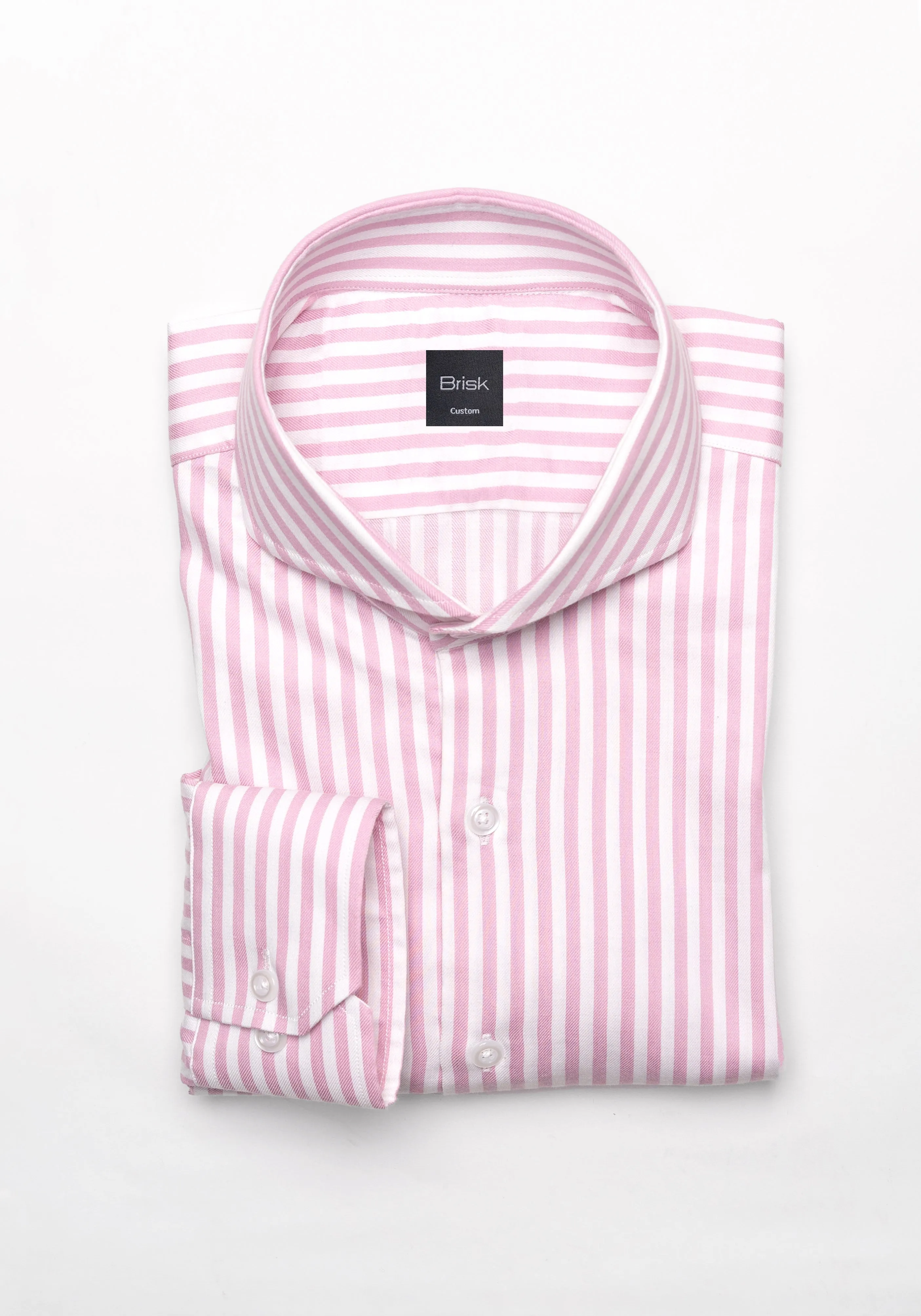 Pink Bengal Twill Stripes Pima Cotton Shirt - Cutaway Extreme Collar sold by Brisk Shirts