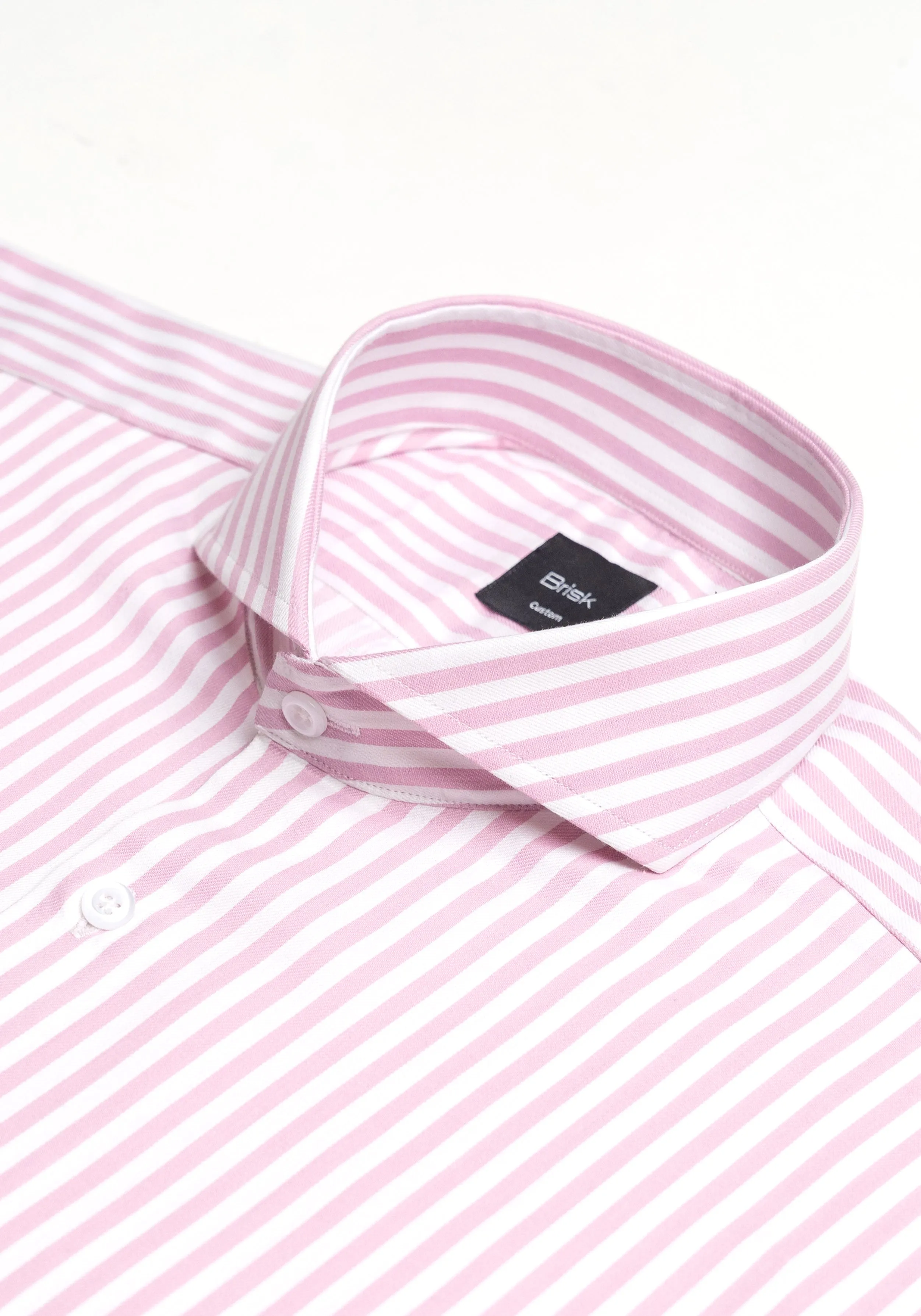 Pink Bengal Twill Stripes Pima Cotton Shirt - Cutaway Extreme Collar sold by Brisk Shirts product image thumbnail 3
