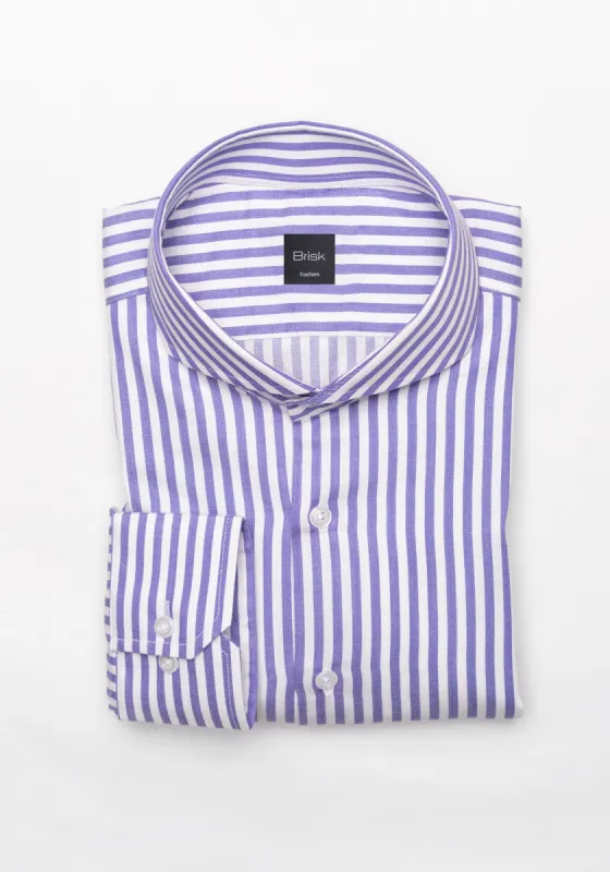 Purple Bengal Twill Stripes Pima Cotton Shirt - Cutaway Extreme Collar sold by Brisk Shirts