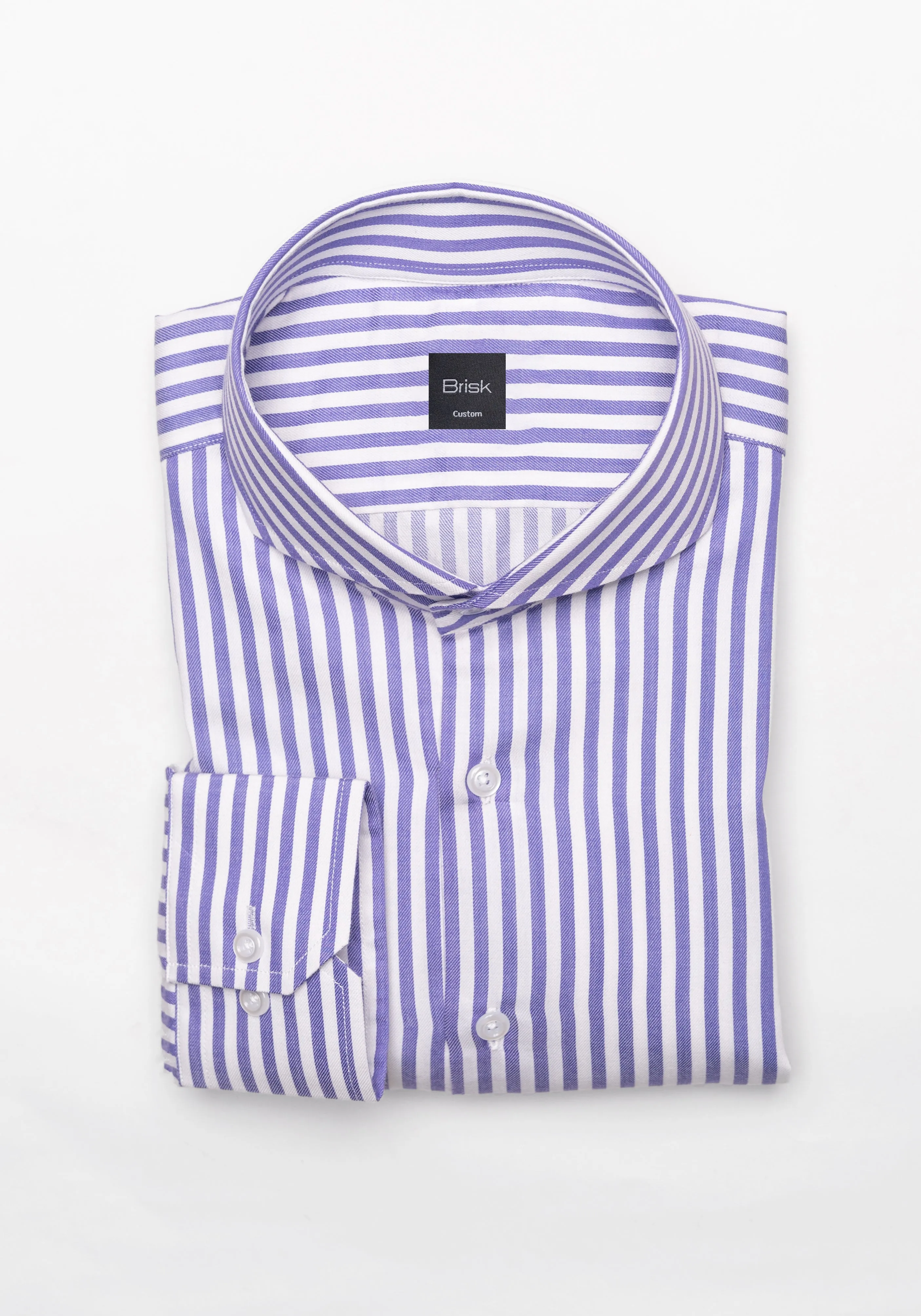 Purple Bengal Twill Stripes Pima Cotton Shirt - Cutaway Extreme Collar sold by Brisk Shirts