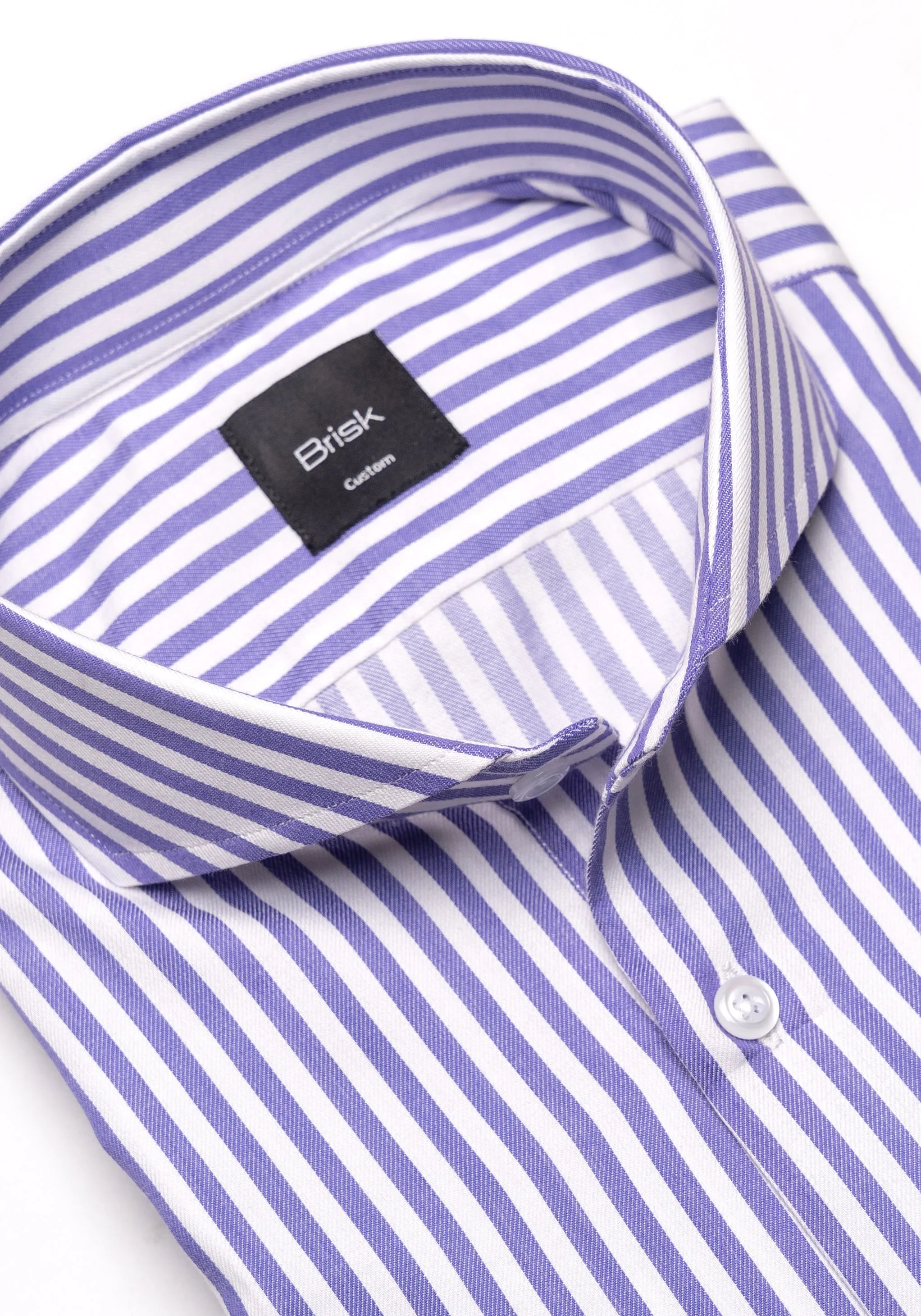Purple Bengal Twill Stripes Pima Cotton Shirt - Cutaway Extreme Collar sold by Brisk Shirts product image thumbnail 2