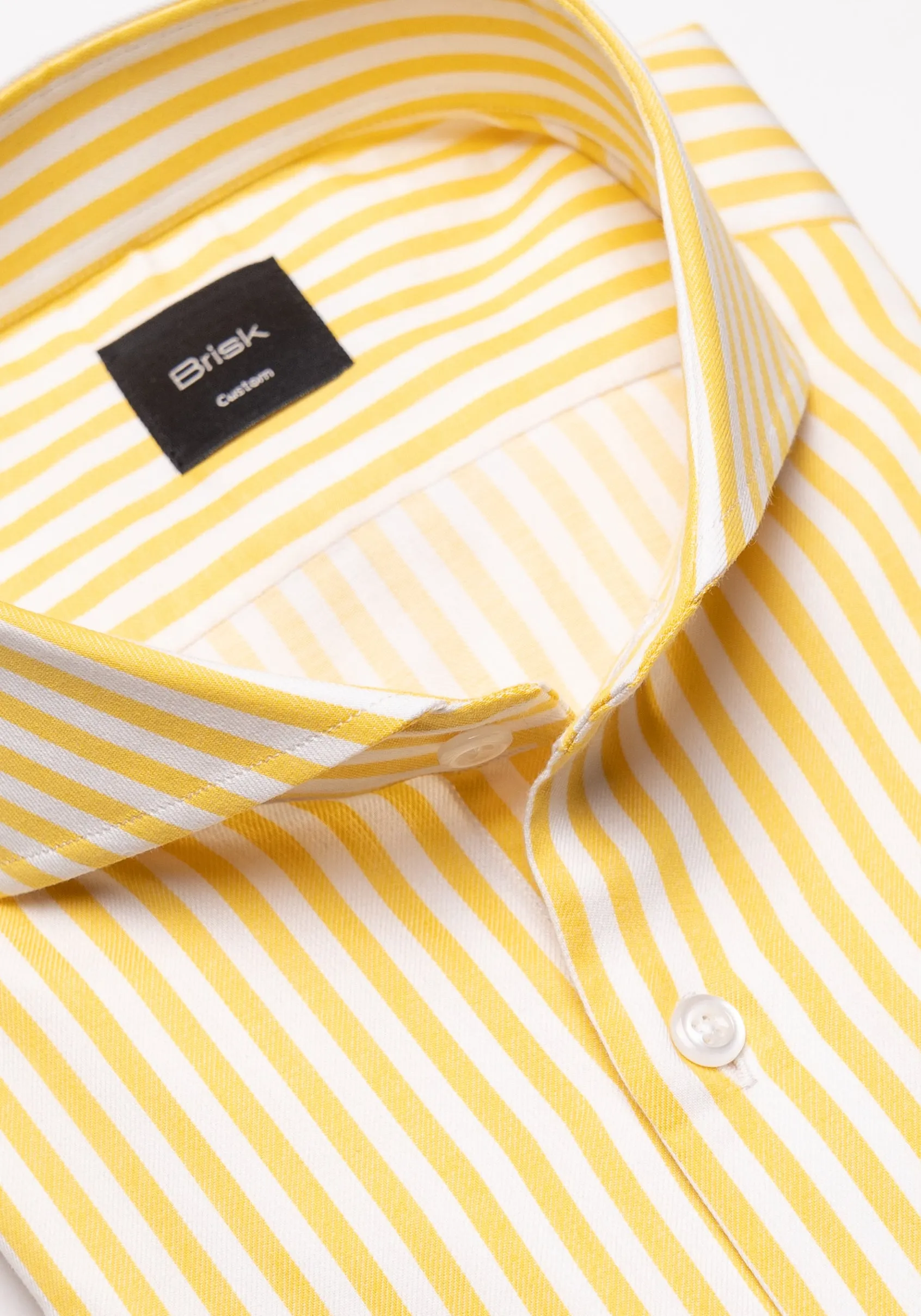 Yellow Bengal Twill Stripes Pima Cotton Shirt - Cutaway Extreme Collar sold by Brisk Shirts product image thumbnail 2