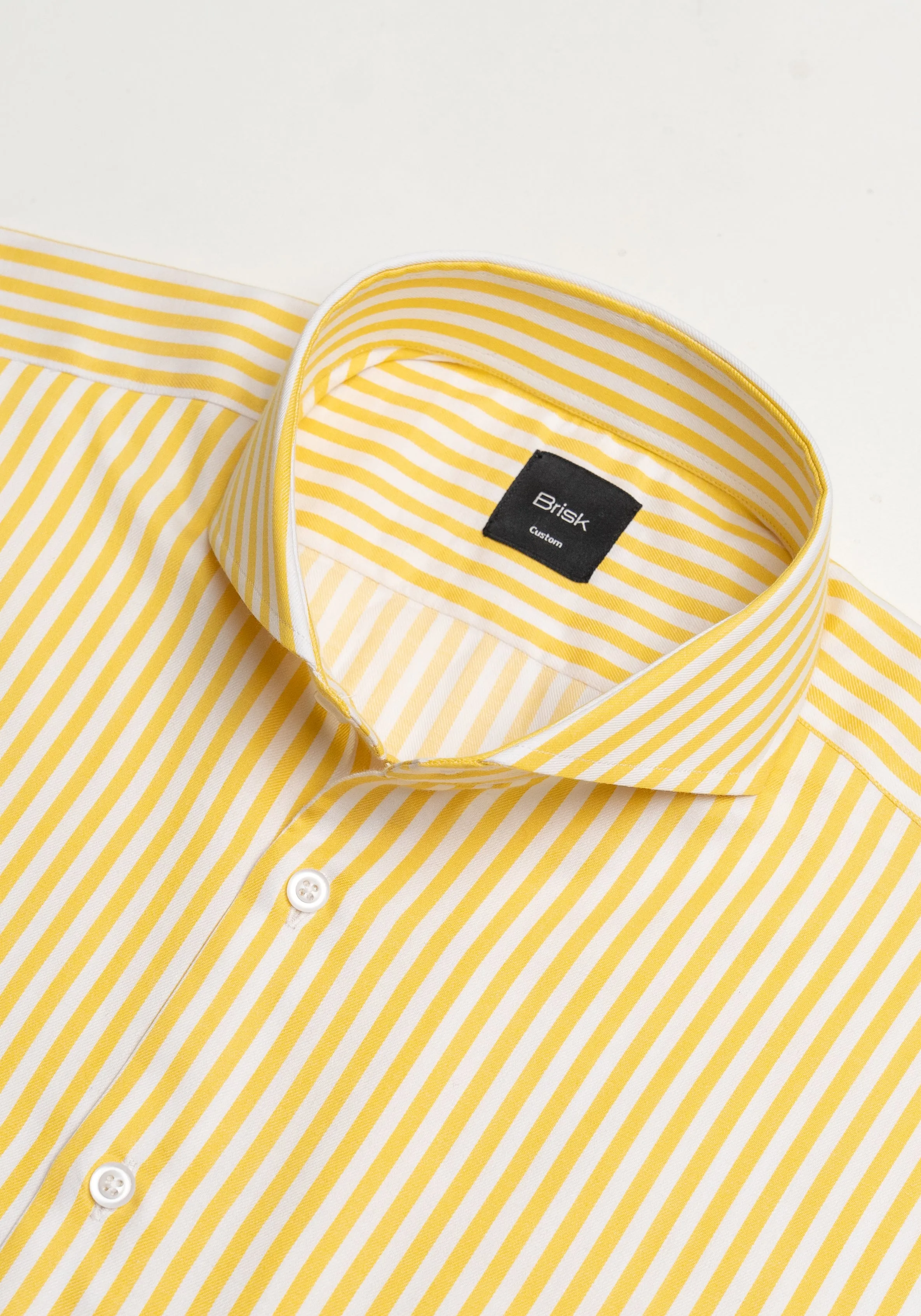 Yellow Bengal Twill Stripes Pima Cotton Shirt - Cutaway Extreme Collar sold by Brisk Shirts product image thumbnail 3
