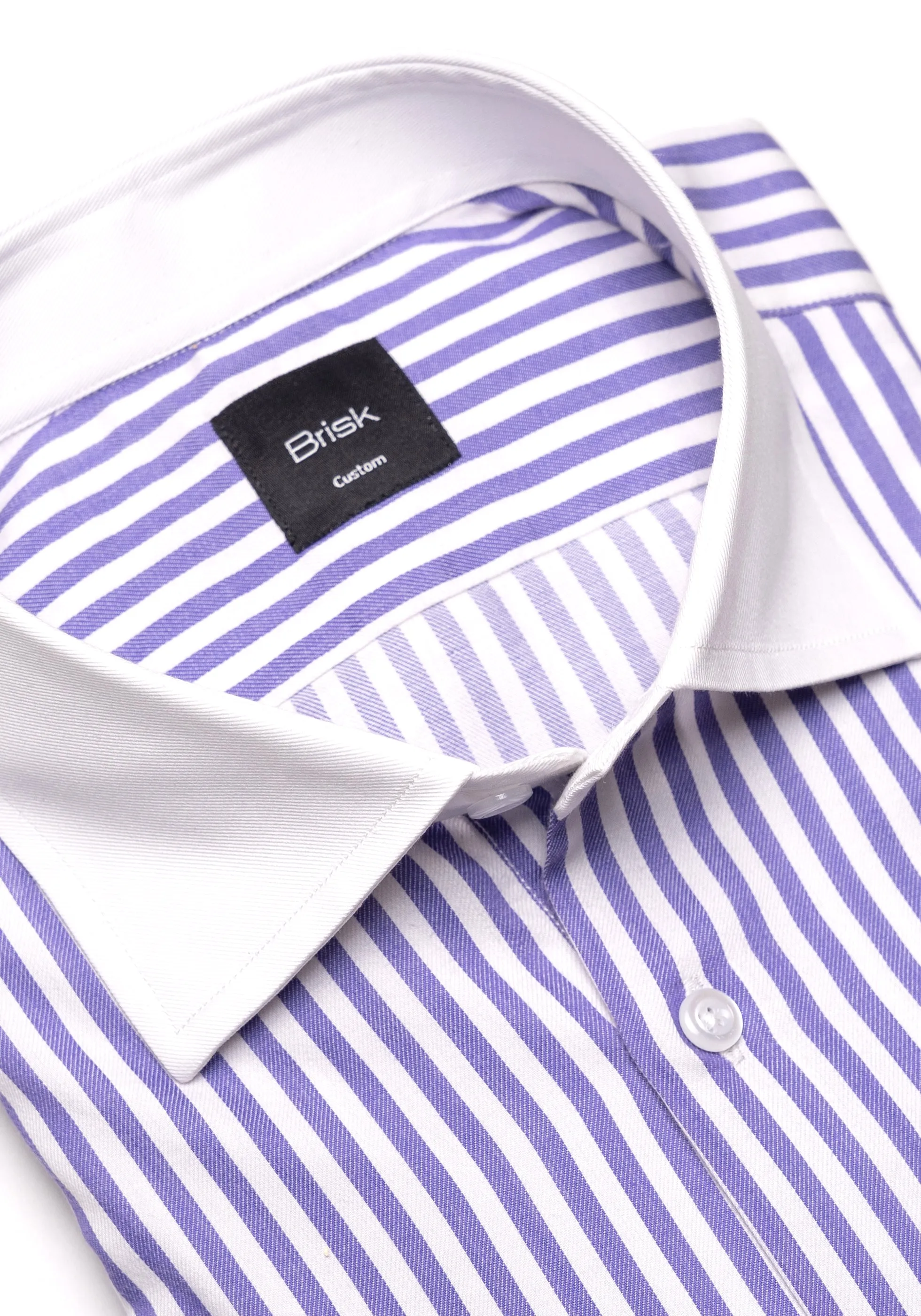 Purple Bengal Twill Stripes Pima Cotton Shirt - White Cutaway Classic Collar & French Cuffs sold by Brisk Shirts product image thumbnail 2