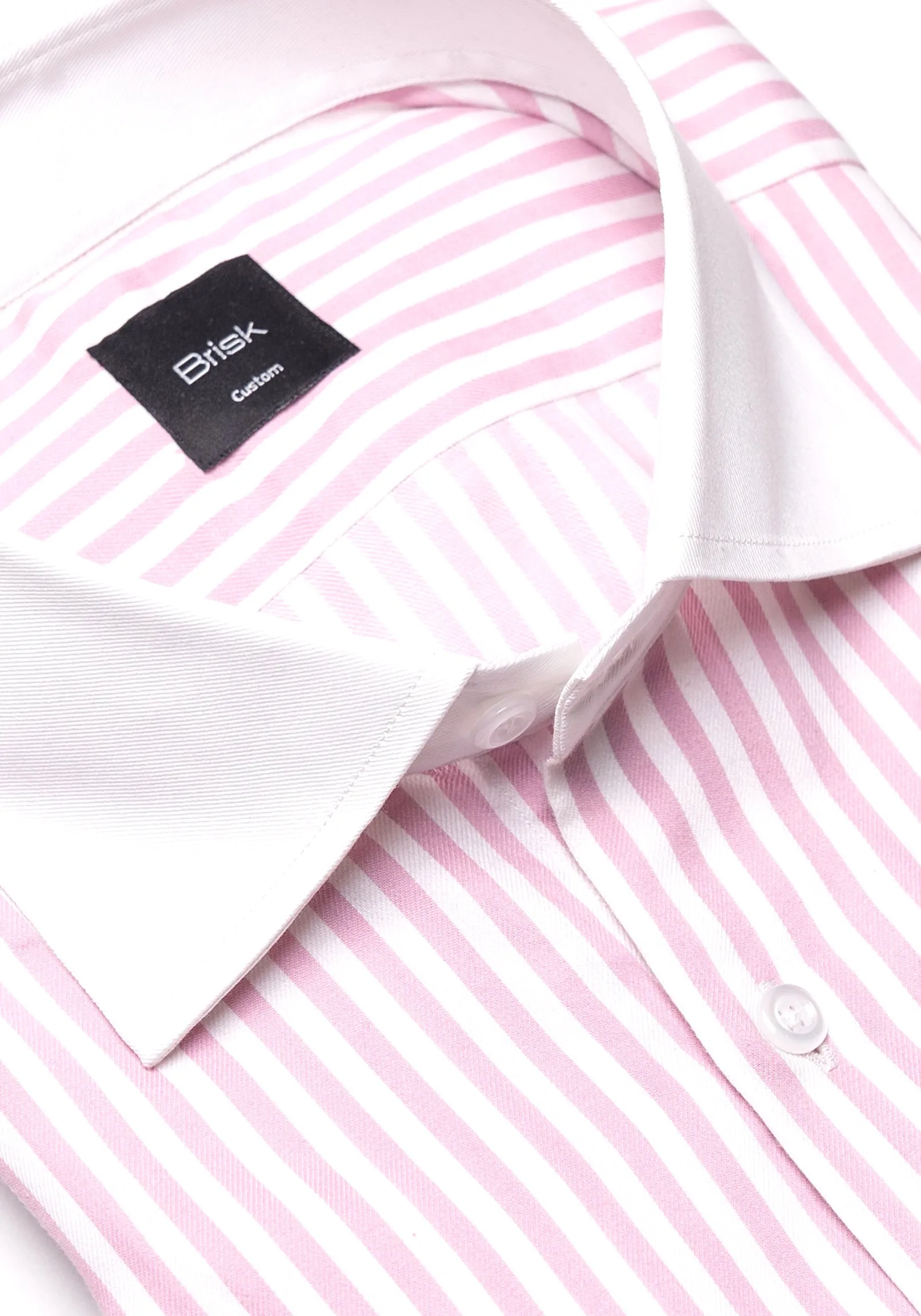 Pink Bengal Twill Stripes Pima Cotton Shirt - White Cutaway Classic Collar & French Cuffs sold by Brisk Shirts product image thumbnail 2