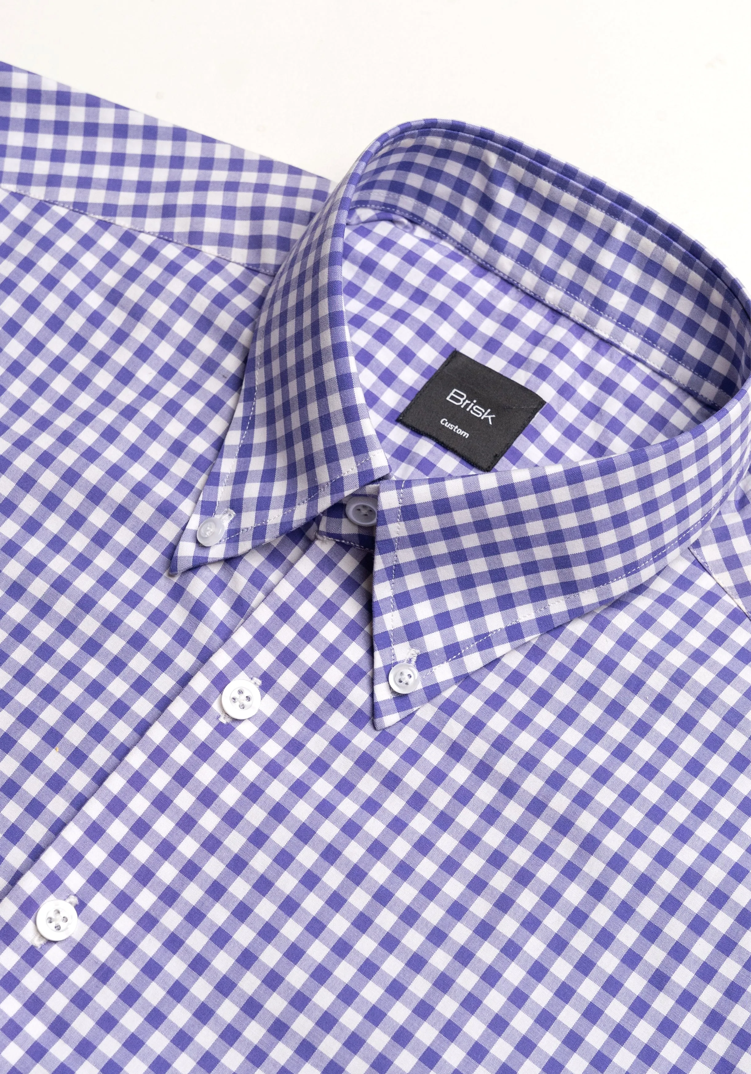 Purple Gingham Crisp Pima Cotton Shirt - Button Down Collar sold by Brisk Shirts product image thumbnail 3