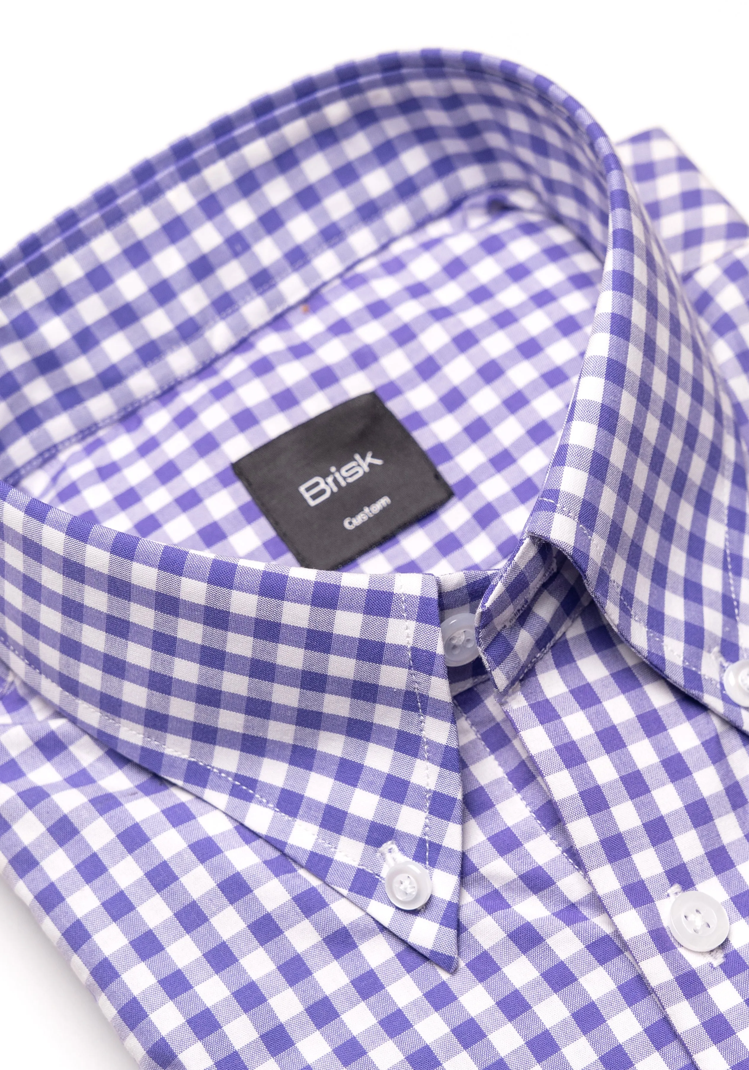 Purple Gingham Crisp Pima Cotton Shirt - Button Down Collar sold by Brisk Shirts product image thumbnail 2
