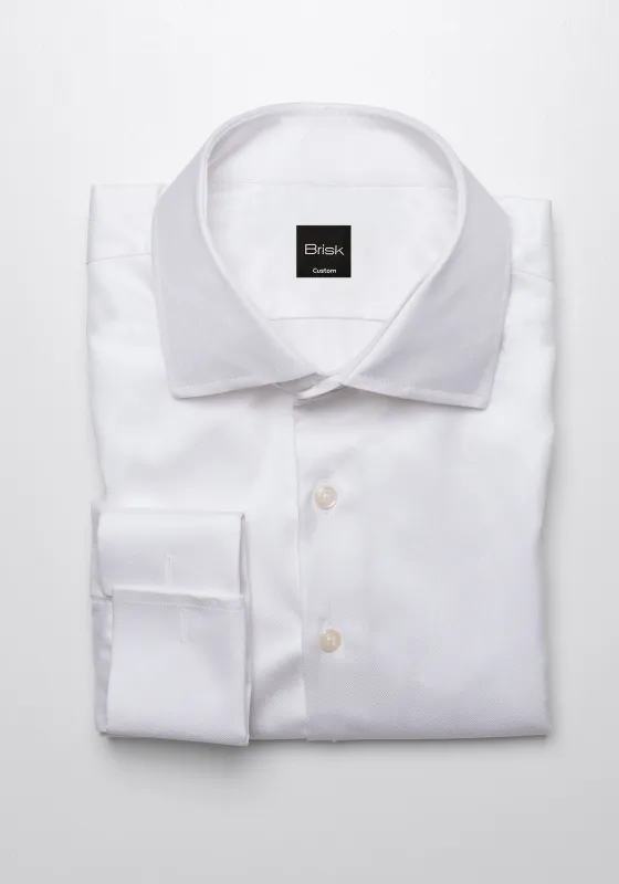 Egyptian Pearl White Mini Herringbone Shirt - French Cuffs sold by Brisk Shirts