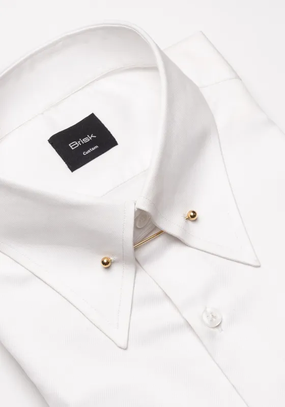 White Classic Golden Pin Collar Shirt sold by Brisk Shirts