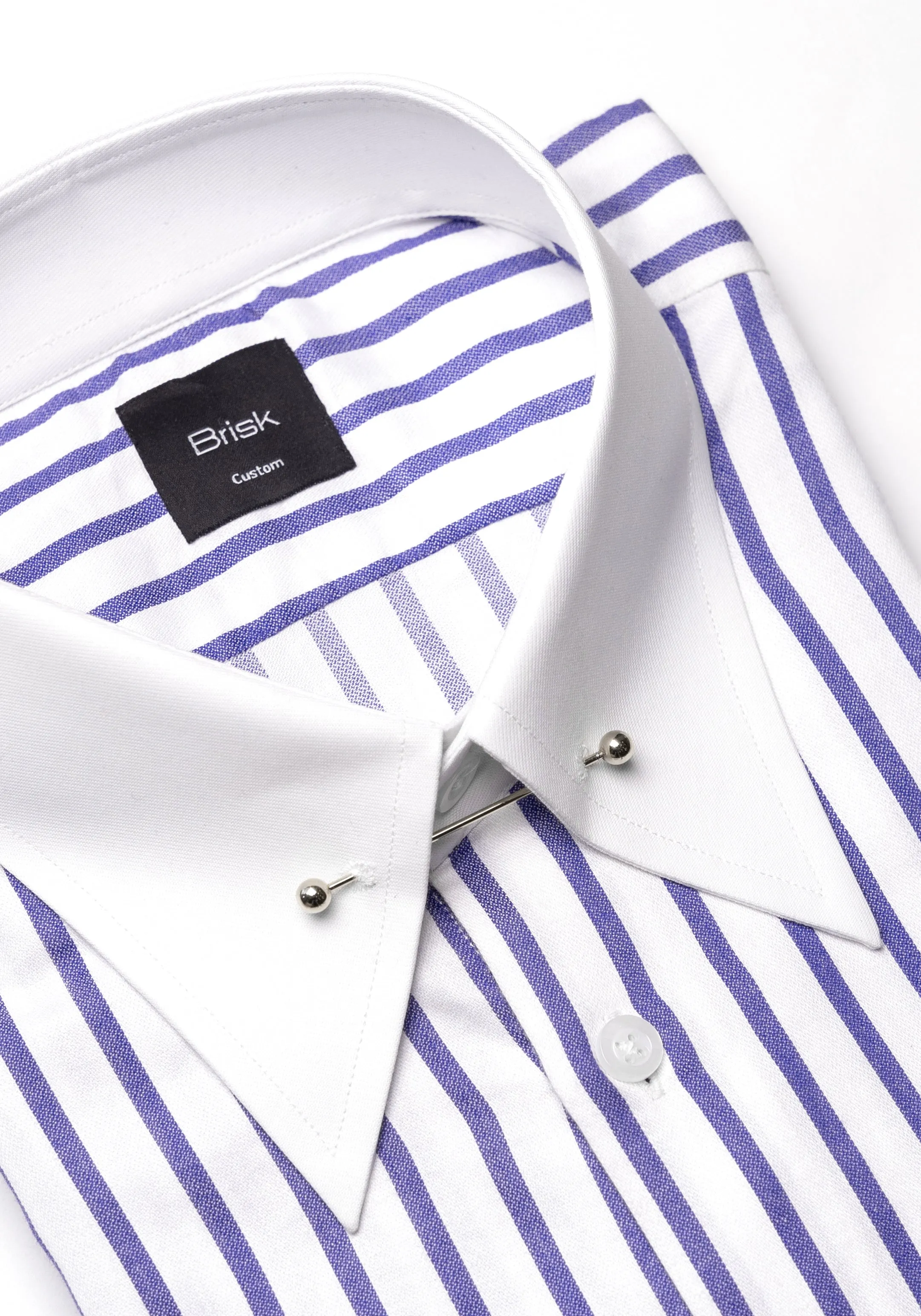 Purple Wide Stripes Soft Textured Pima Cotton Shirt - White Classic Silver Pin Collar & French Cuffs sold by Brisk Shirts product image thumbnail 2