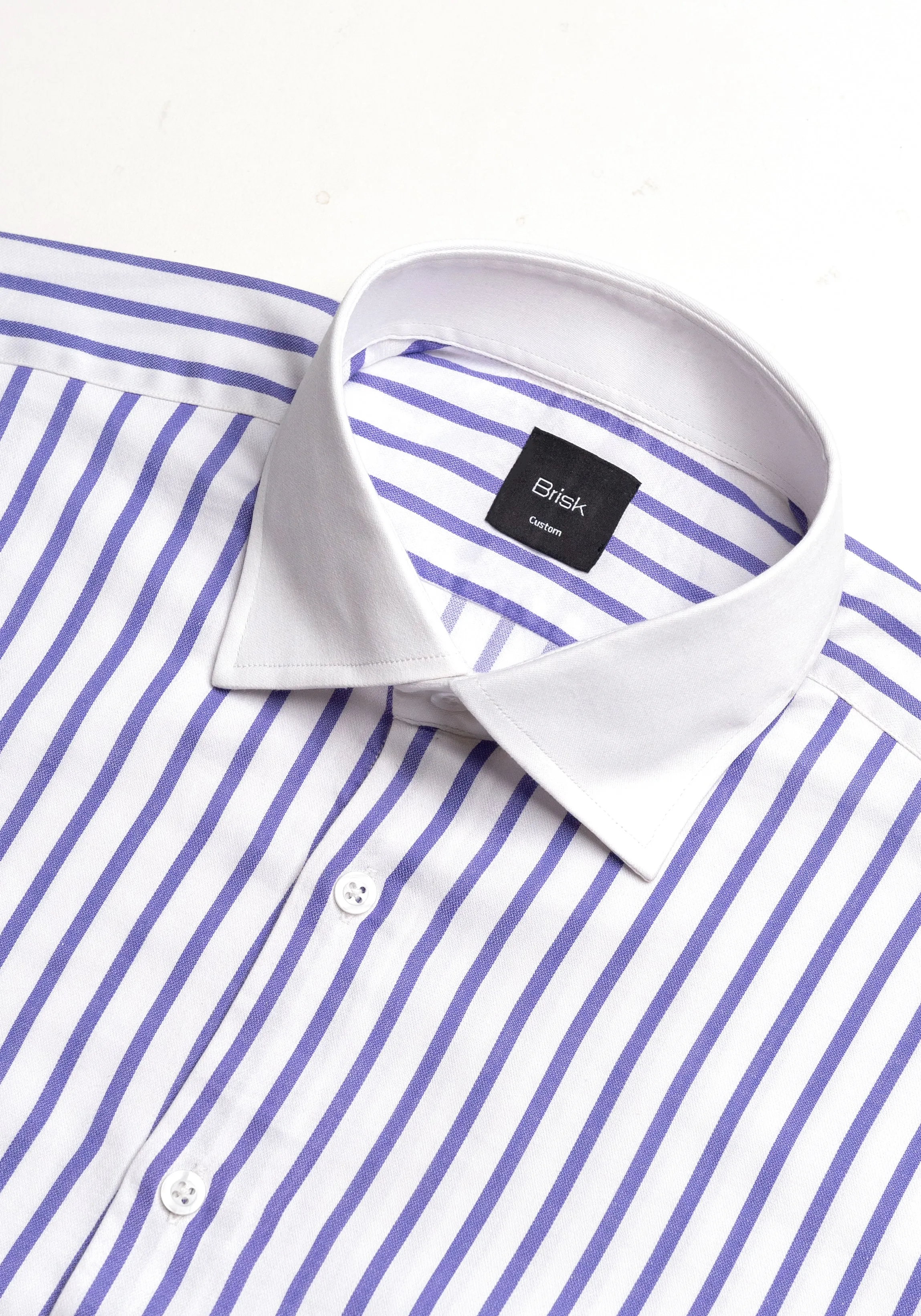 Purple Wide Stripes Soft Textured Pima Cotton Shirt - White Cutaway Classic Collar & French Cuffs sold by Brisk Shirts product image thumbnail 3