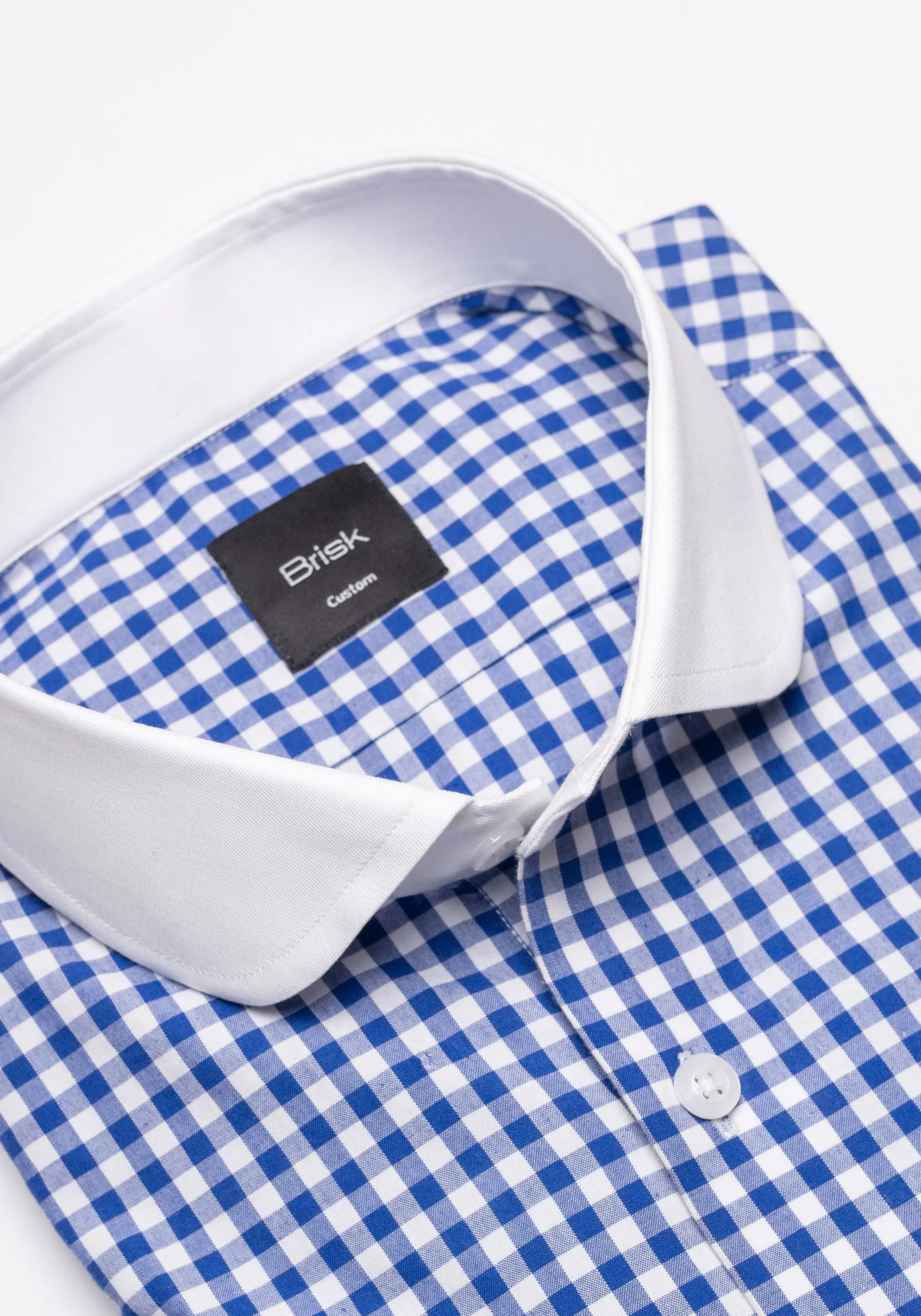 Royal Blue Gingham Crisp Pima Cotton Shirt - White Club Collar & French Cuffs sold by Brisk Shirts product image thumbnail 2