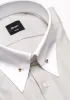 Light Grey Twill Pima Cotton - White Low Classic Golden Pin Collar & French Cuffs sold by Brisk Shirts