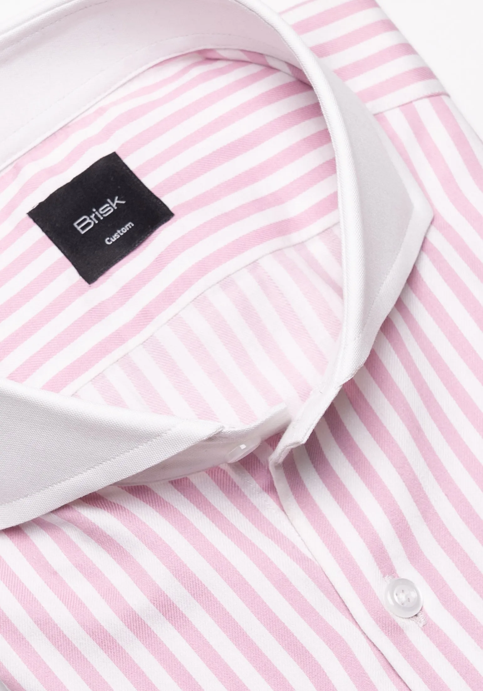 Pink Bengal Twill Stripes Pima Cotton Shirt - White Cutaway Extreme Collar & French Cuffs sold by Brisk Shirts product image thumbnail 2