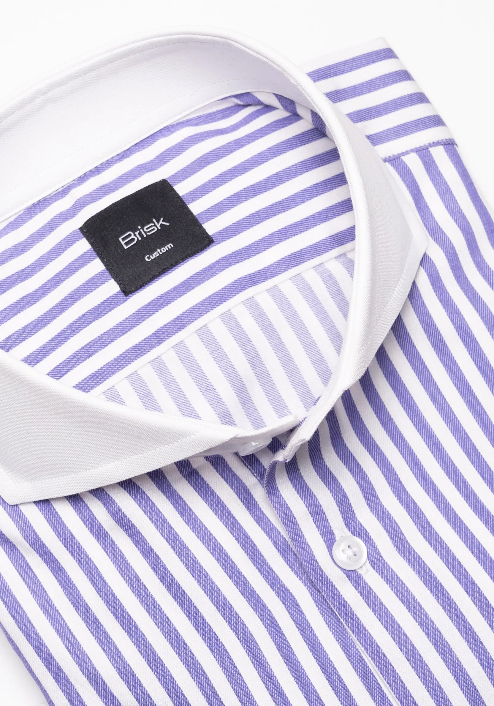 Purple Bengal Twill Stripes Pima Cotton Shirt - White Cutaway Extreme Collar & French Cuffs sold by Brisk Shirts product image thumbnail 3
