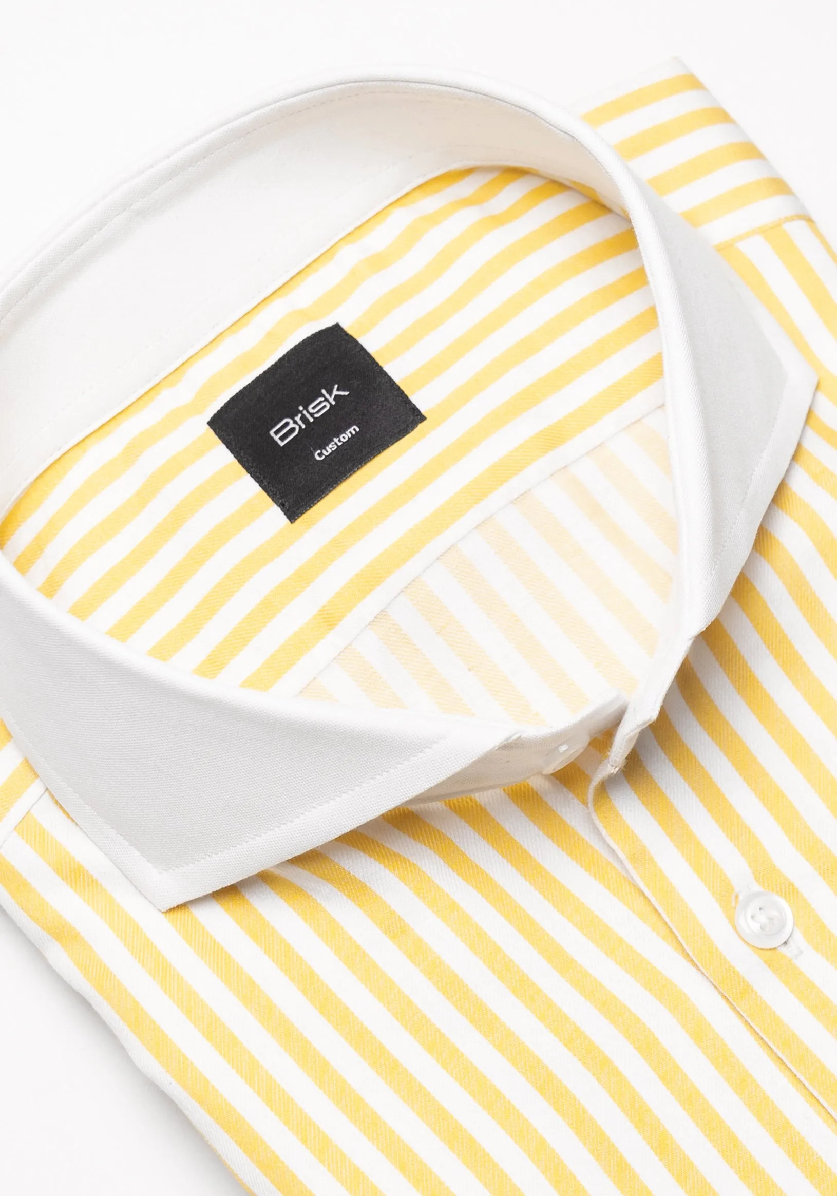 Yellow Bengal Twill Stripes Pima Cotton Shirt - White Cutaway Extreme Collar & French Cuffs sold by Brisk Shirts product image thumbnail 3