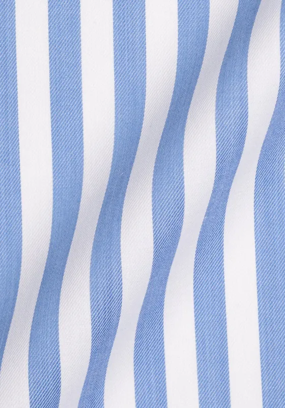 Sky Blue Twill Bold Stripes Pima Cotton - Wrinkle Resistant sold by Brisk Shirts