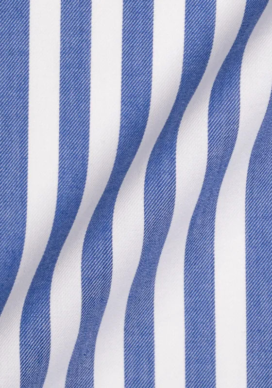 Navy Blue Twill Bold Stripes Pima Cotton - Wrinkle Resistant sold by Brisk Shirts