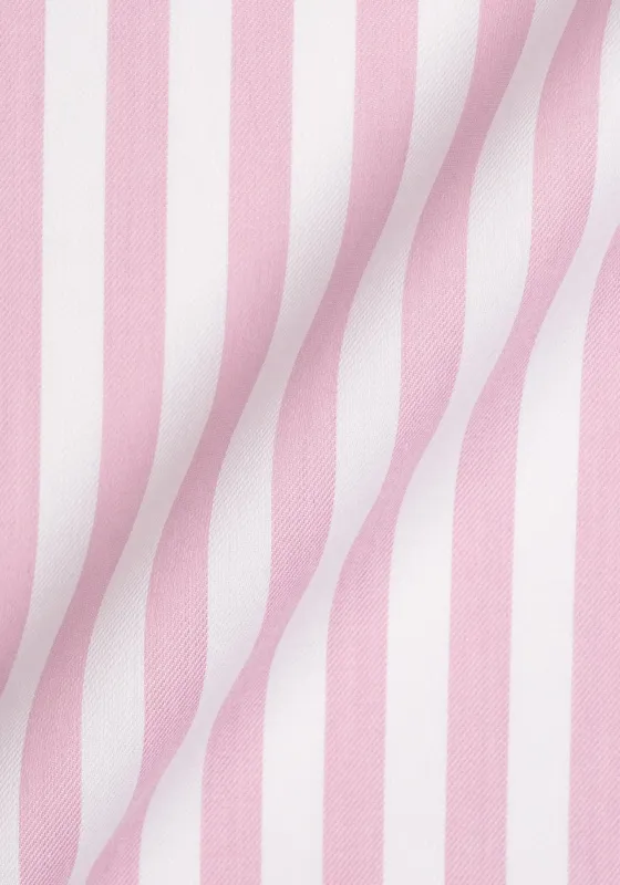 Pink Bold Twill Stripes Pima Cotton - Wrinkle Resistant sold by Brisk Shirts