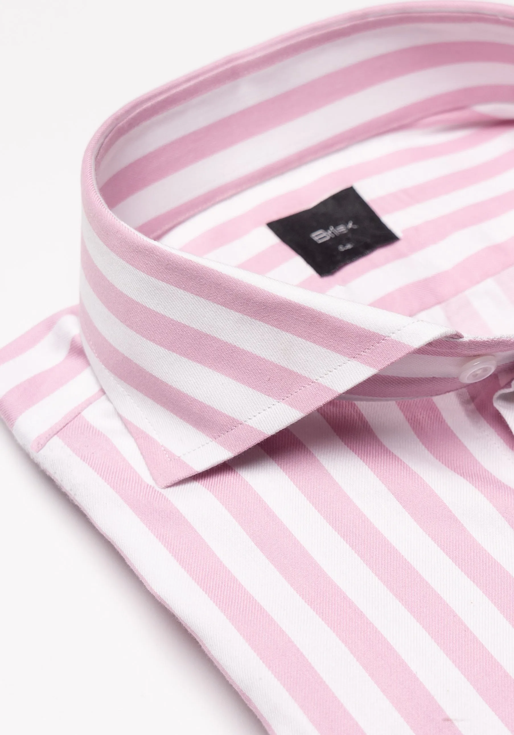 Pink Bold Twill Stripes Pima Cotton Shirt sold by Brisk Shirts product image thumbnail 3