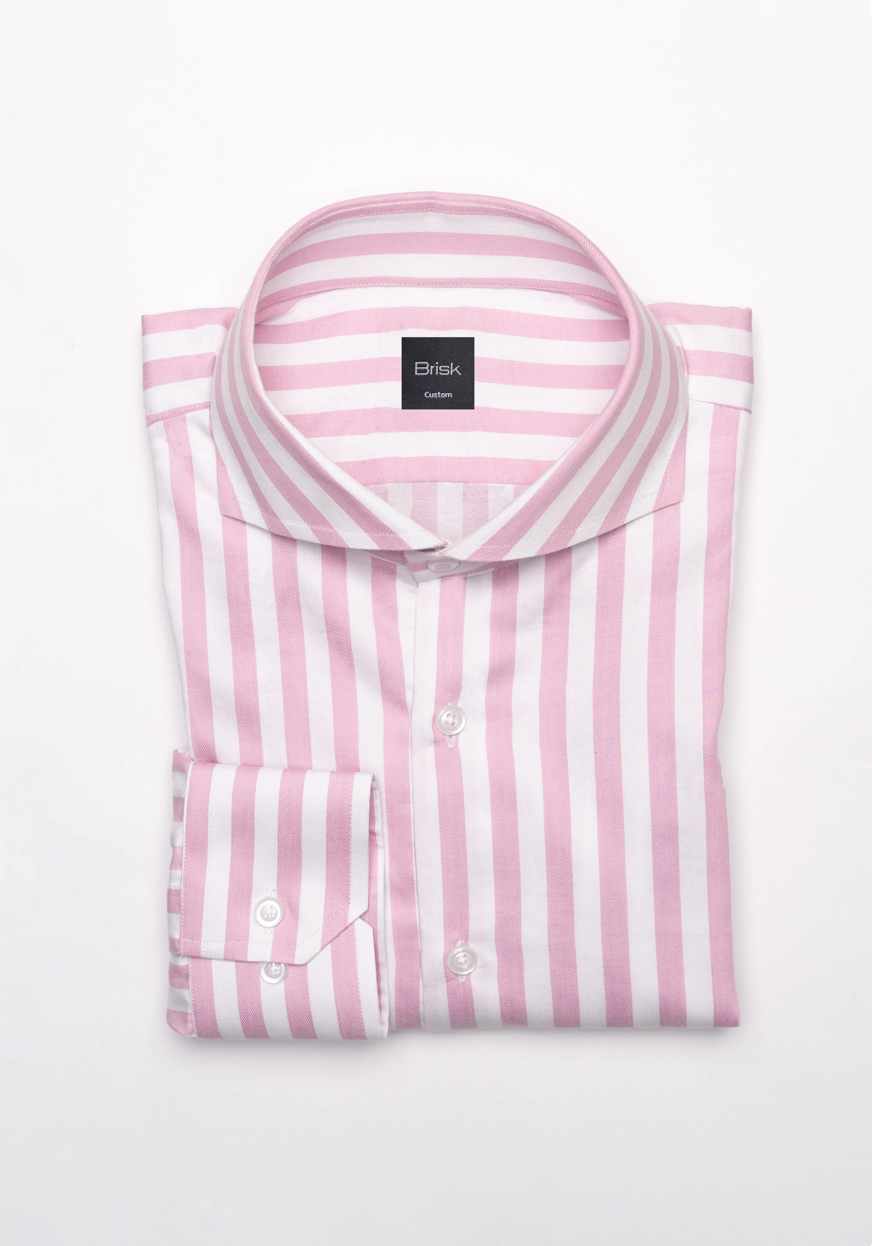 Pink Bold Twill Stripes Pima Cotton Shirt sold by Brisk Shirts product image thumbnail 2