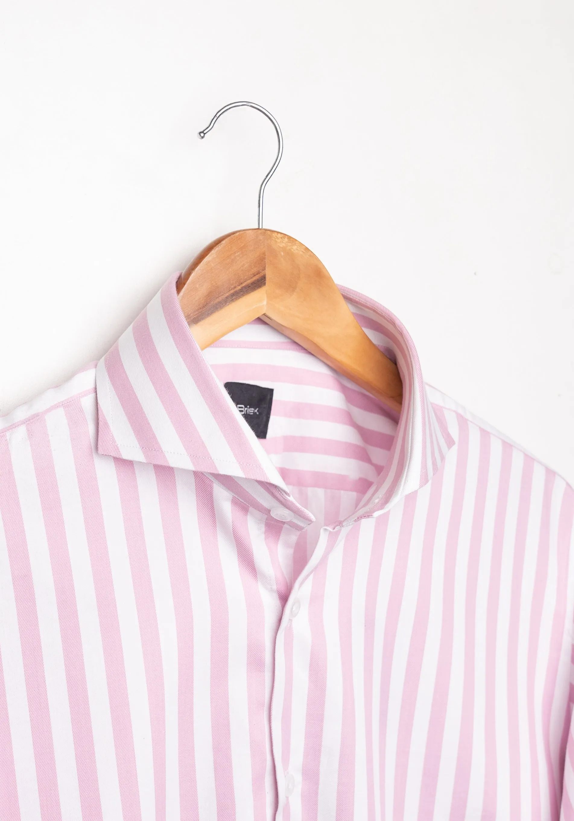 Pink Bold Twill Stripes Pima Cotton Shirt sold by Brisk Shirts