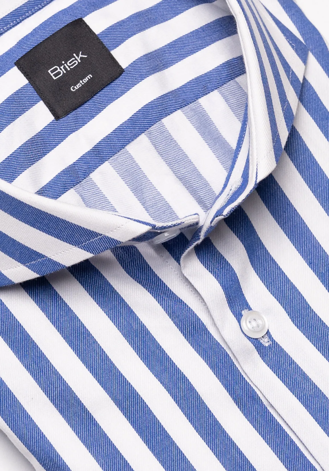 Navy Blue Twill Bold Stripes Pima Cotton Shirt sold by Brisk Shirts product image thumbnail 2