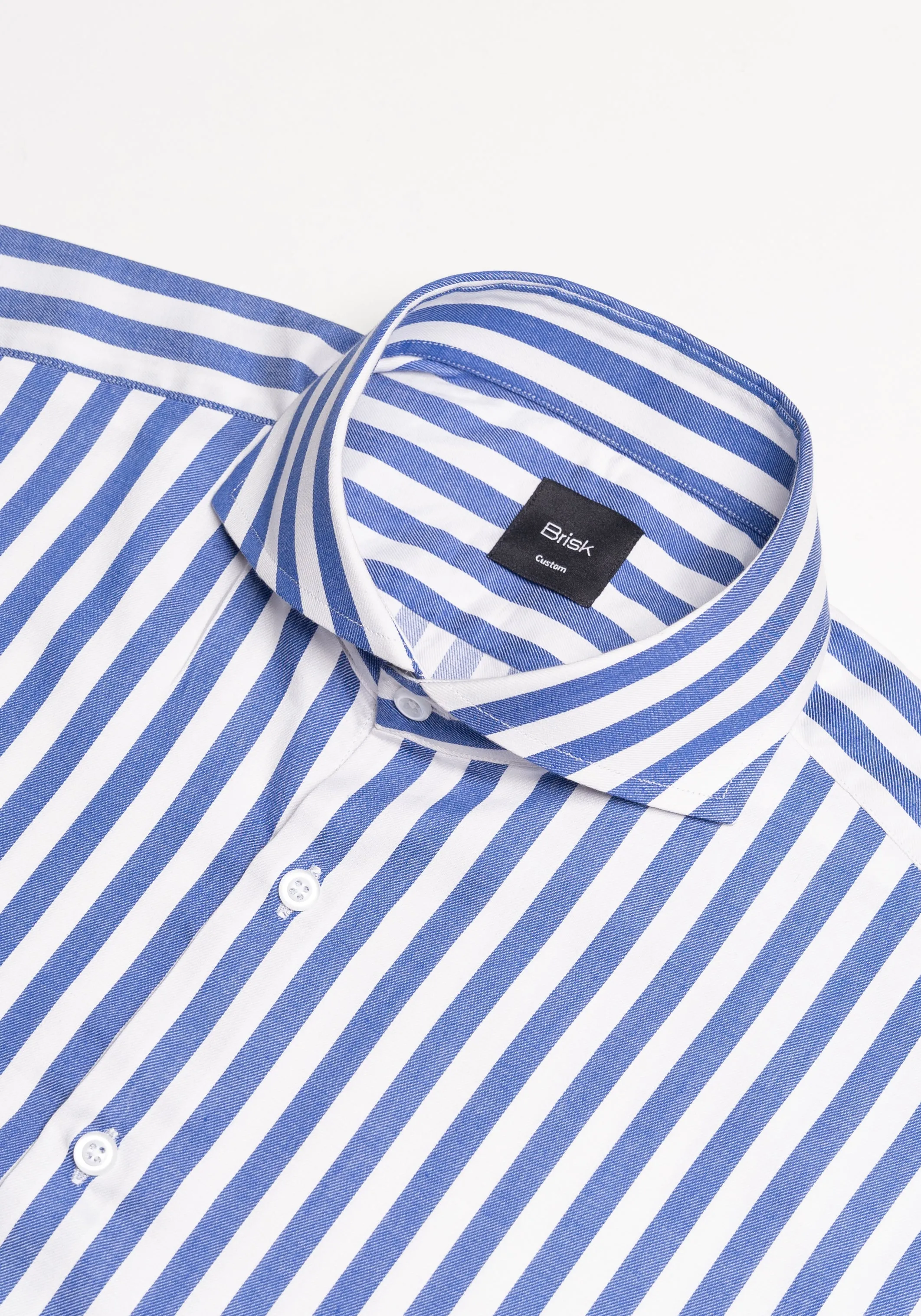 Navy Blue Twill Bold Stripes Pima Cotton Shirt sold by Brisk Shirts product image thumbnail 3