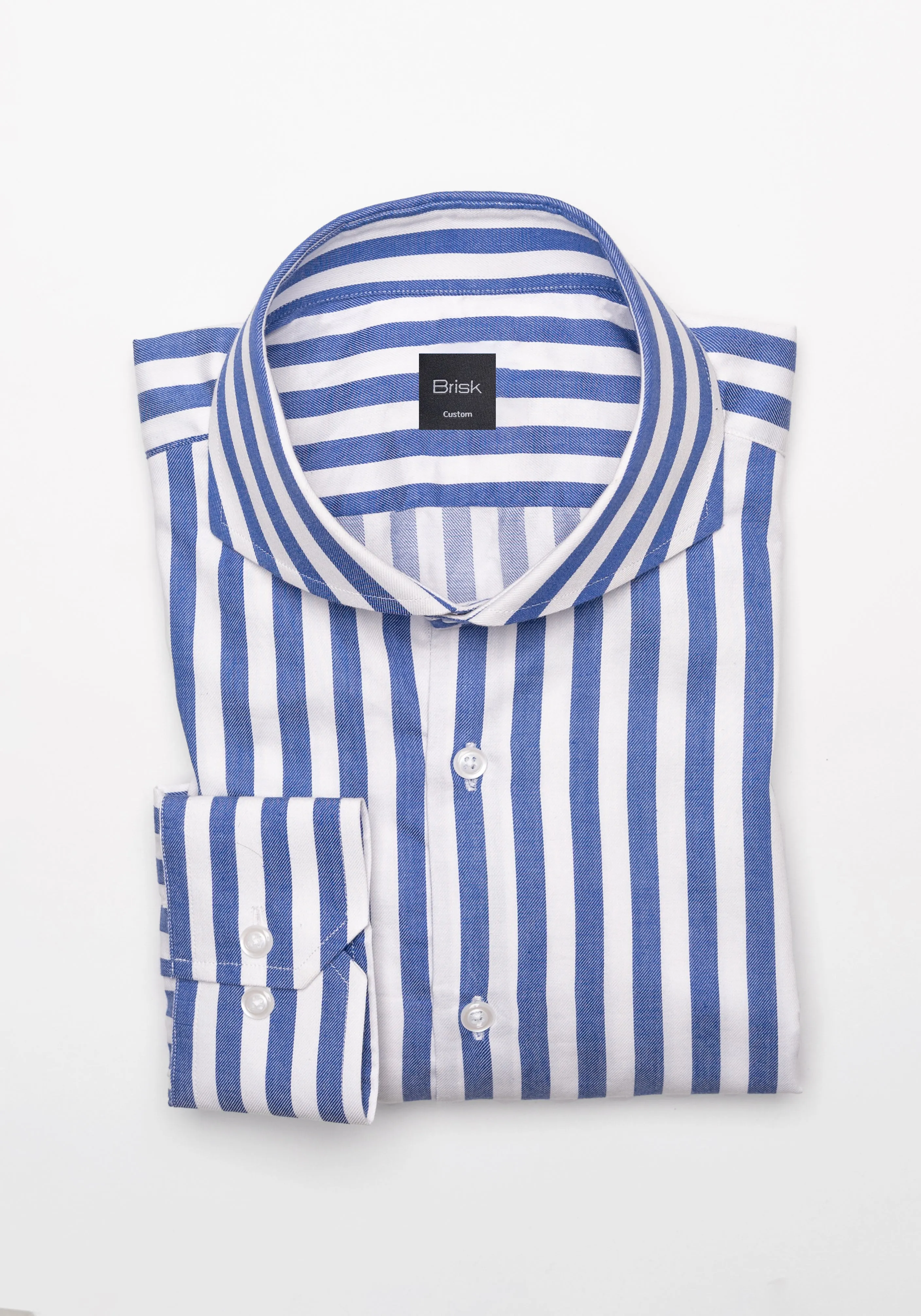 Navy Blue Twill Bold Stripes Pima Cotton Shirt sold by Brisk Shirts product image thumbnail 5