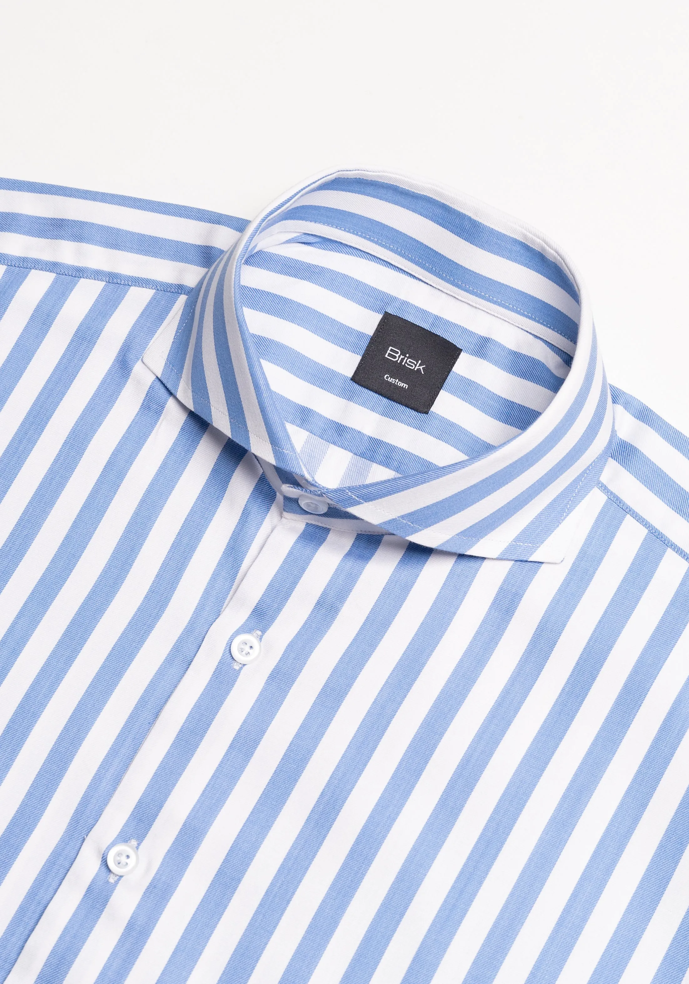Sky Blue Twill Bold Stripes Pima Cotton Shirt sold by Brisk Shirts product image thumbnail 3