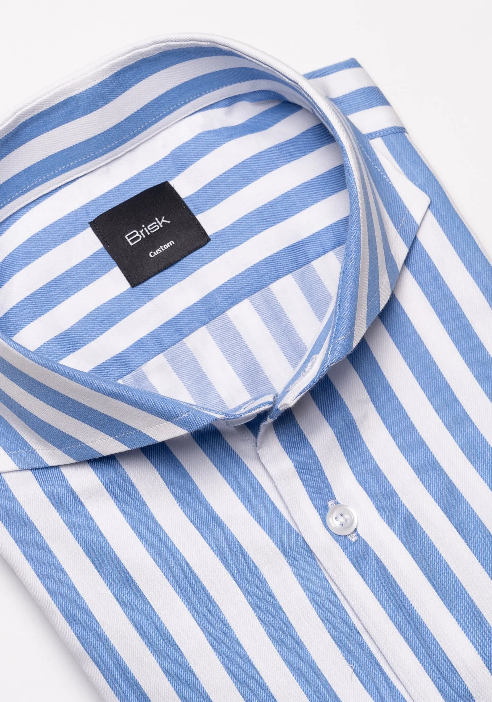 Sky Blue Twill Bold Stripes Pima Cotton Shirt sold by Brisk Shirts