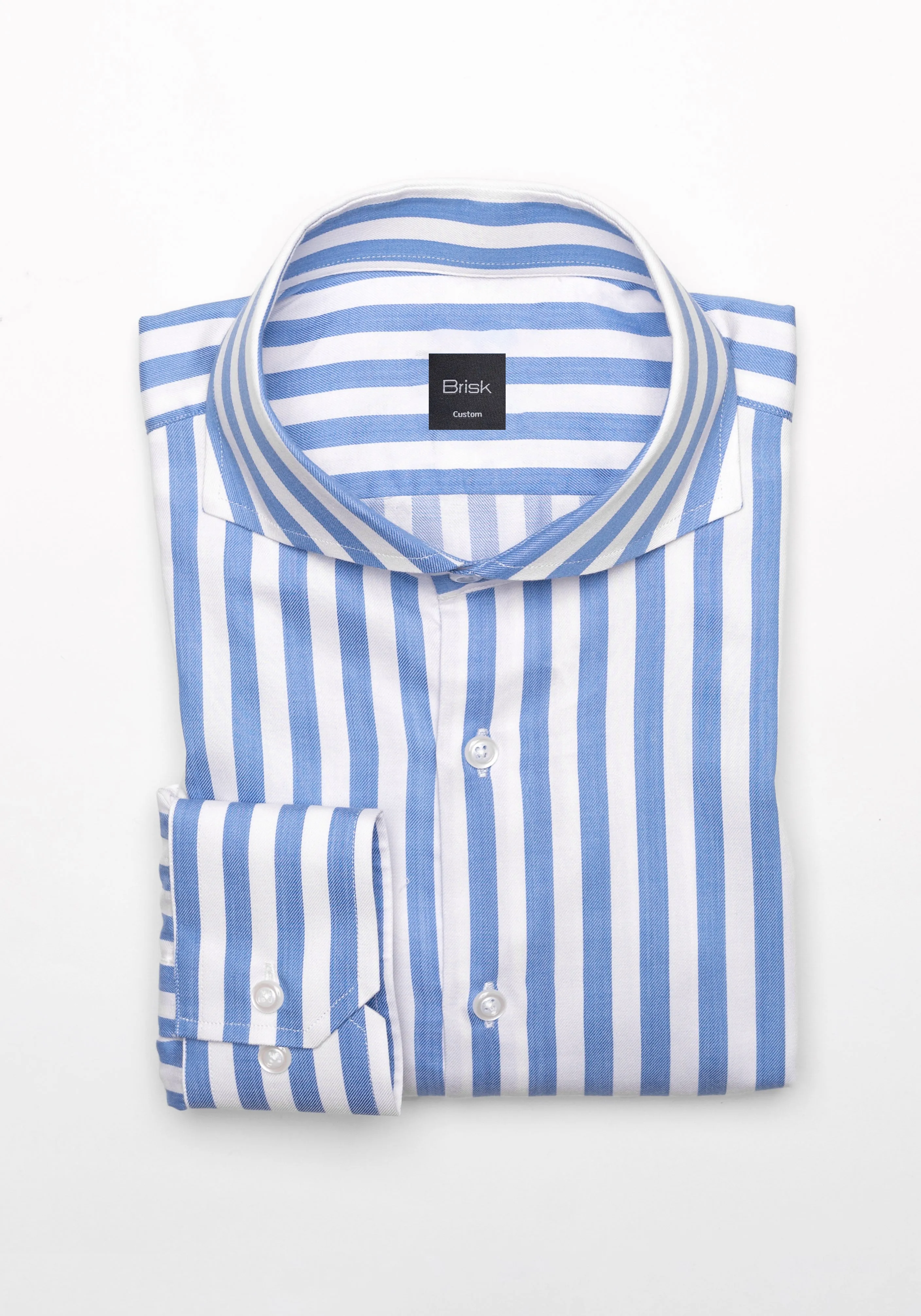 Sky Blue Twill Bold Stripes Pima Cotton Shirt sold by Brisk Shirts product image thumbnail 2