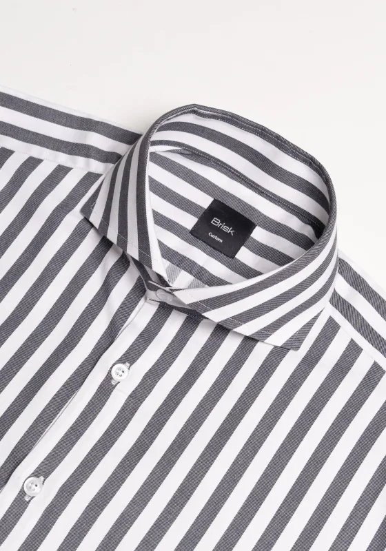 Charcoal Twill Bold Stripes Pima Cotton Shirt sold by Brisk Shirts
