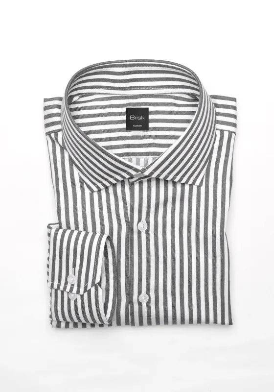Charcoal Bengal Twill Stripes Pima Cotton Shirt - Cutaway Classic Collar sold by Brisk Shirts