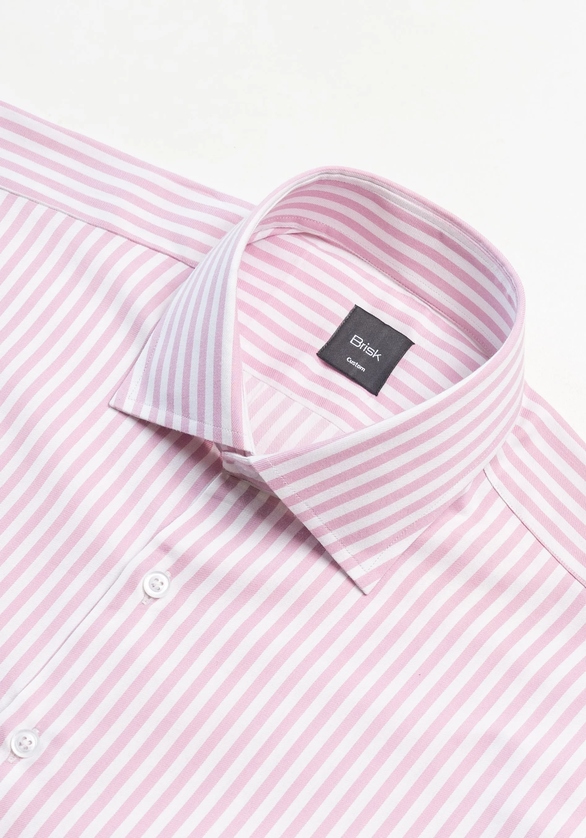 Pink Bengal Twill Stripes Pima Cotton Shirt - Cutaway Classic Collar sold by Brisk Shirts product image thumbnail 3