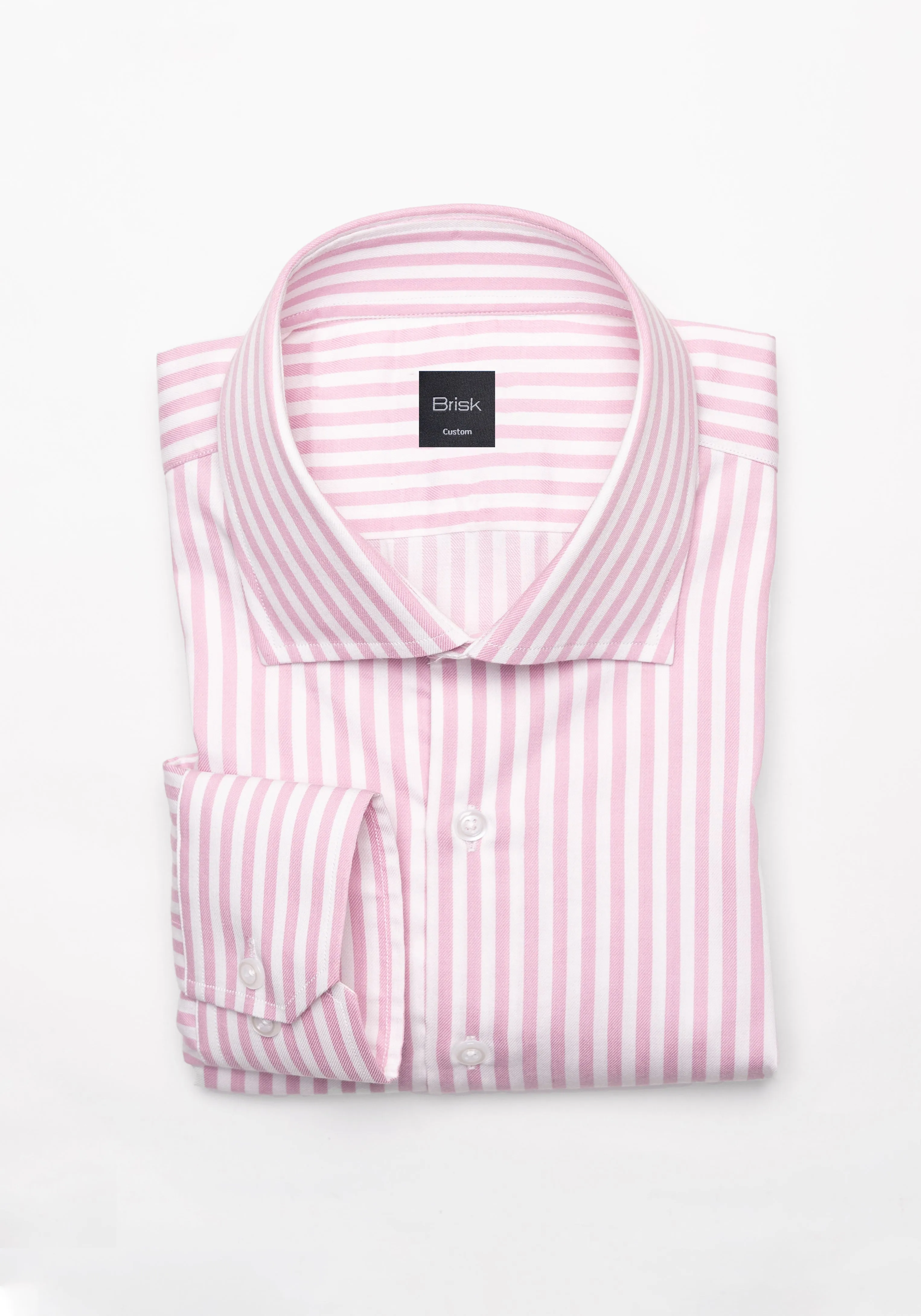 Pink Bengal Twill Stripes Pima Cotton Shirt - Cutaway Classic Collar sold by Brisk Shirts
