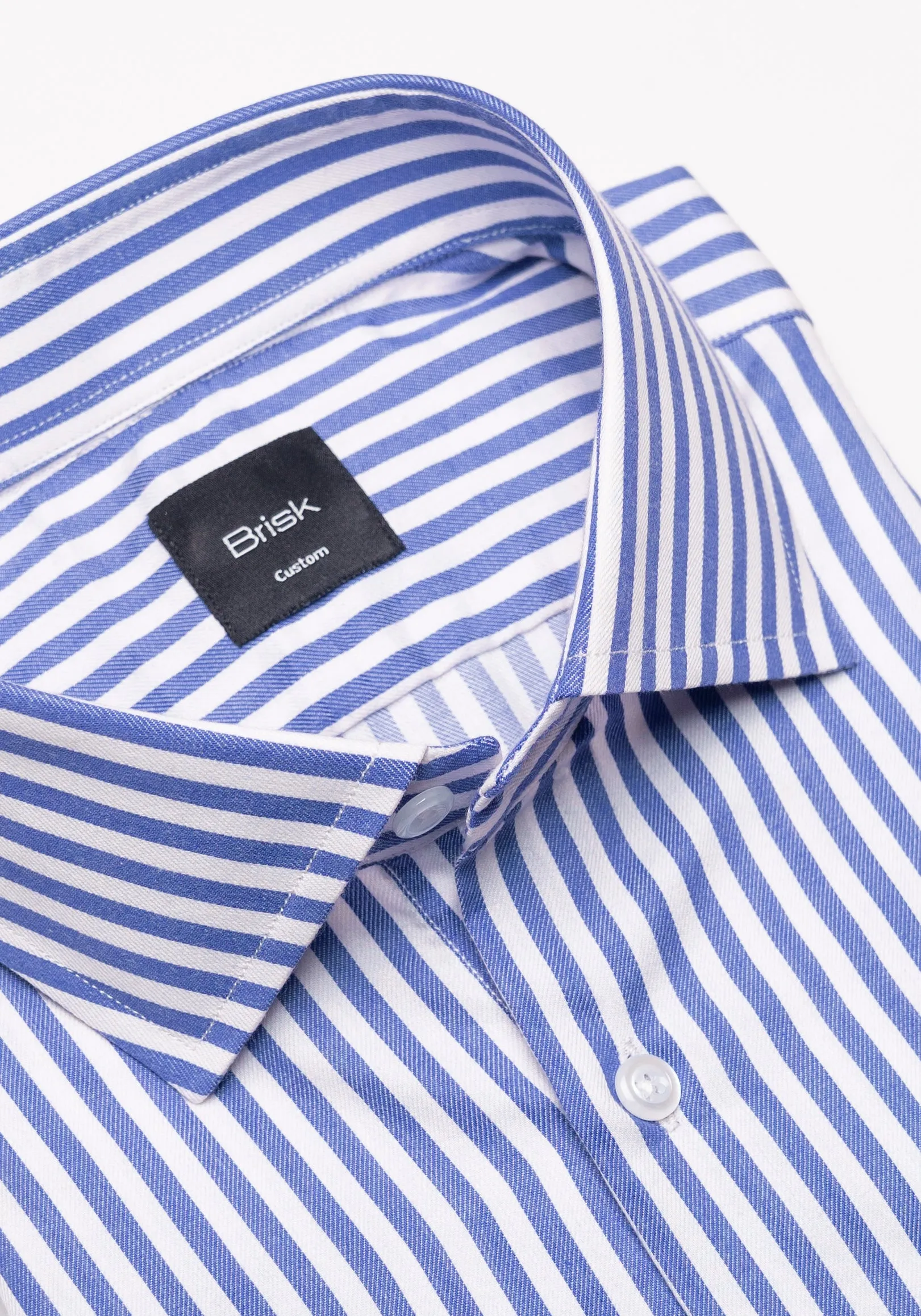 Navy Bengal Twill Stripes Pima Cotton Shirt - Cutaway Classic Collar sold by Brisk Shirts product image thumbnail 2