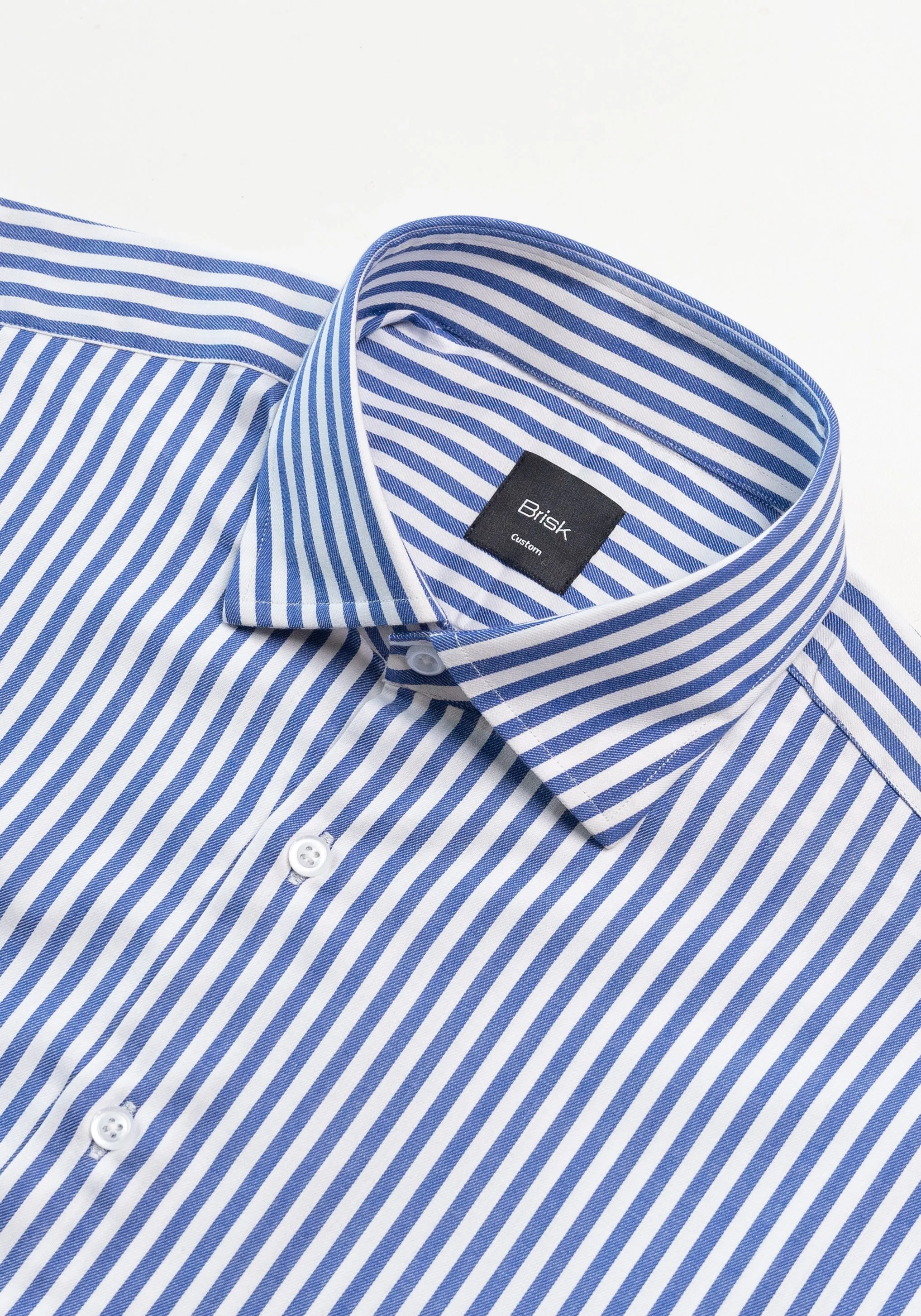 Navy Bengal Twill Stripes Pima Cotton Shirt - Cutaway Classic Collar sold by Brisk Shirts product image thumbnail 3